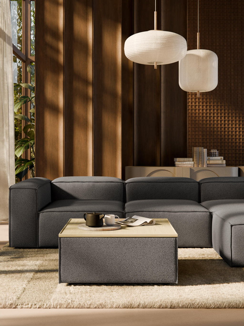 Lennon Bouclé Ottoman with Storage