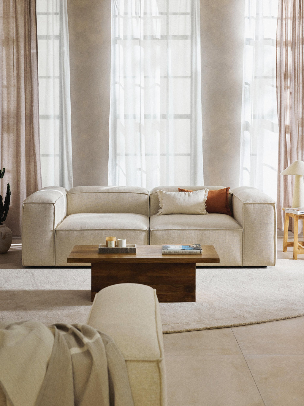 Lennon Linen Blend Modular Sofa (3-seater)