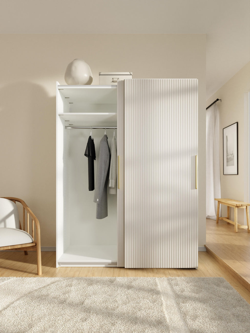 Simone Modular Sliding Door Wardrobe, 150 cm Wide, in various sizes