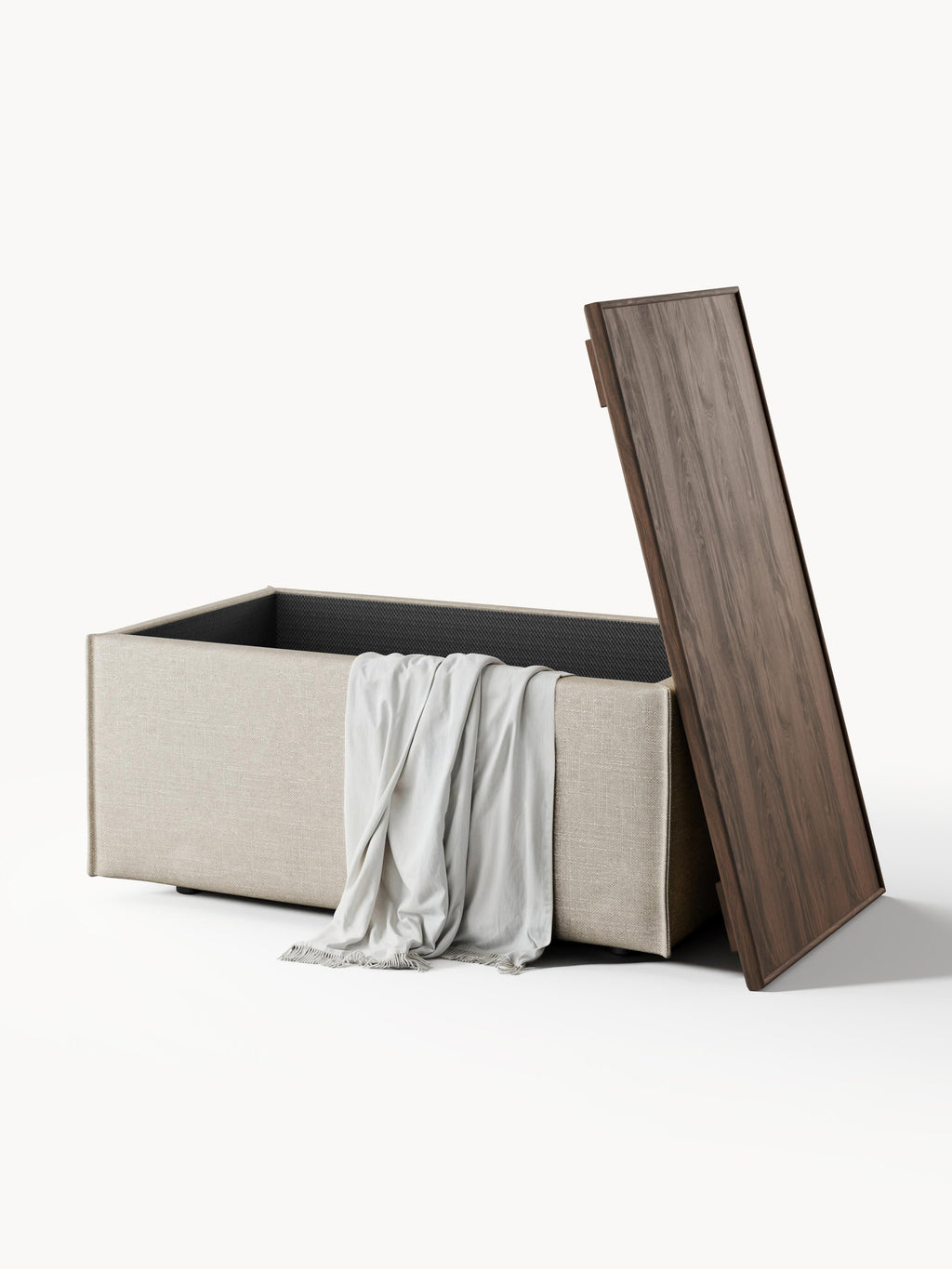 Lennon Linen Blend Ottoman with Storage