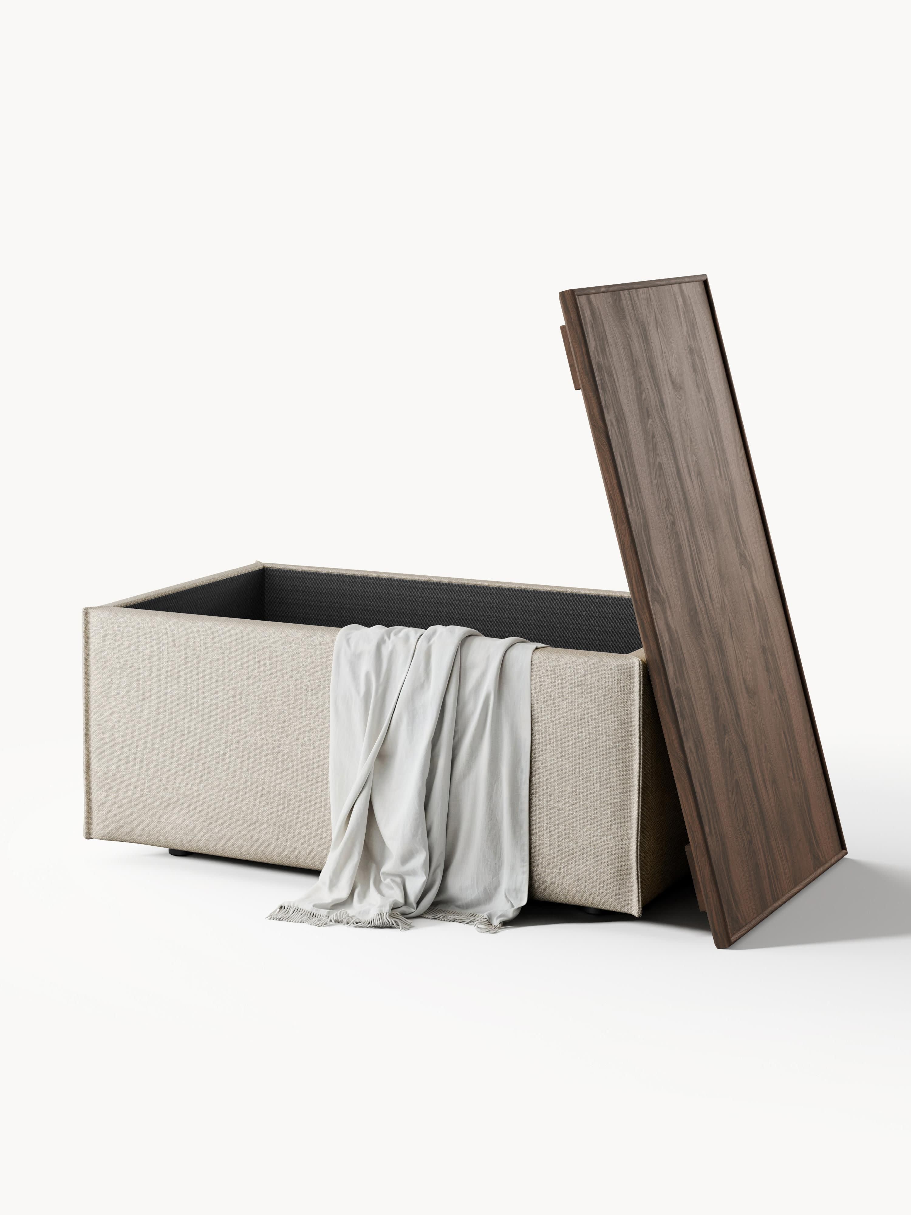Lennon Linen Blend Ottoman with Storage
