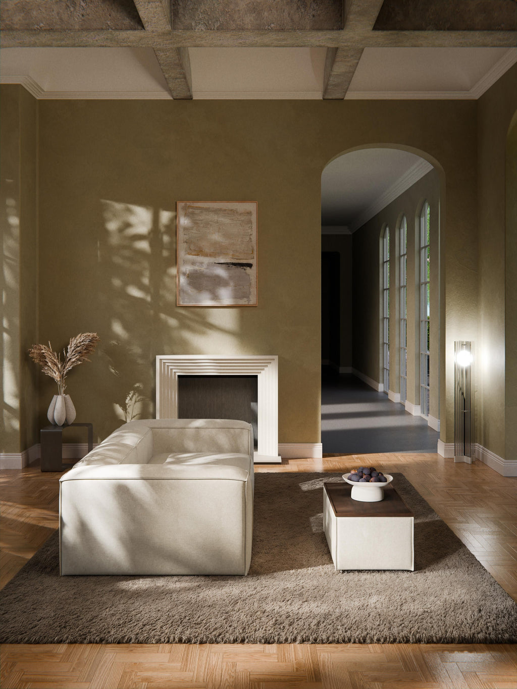 Lennon Linen Blend Ottoman with Storage