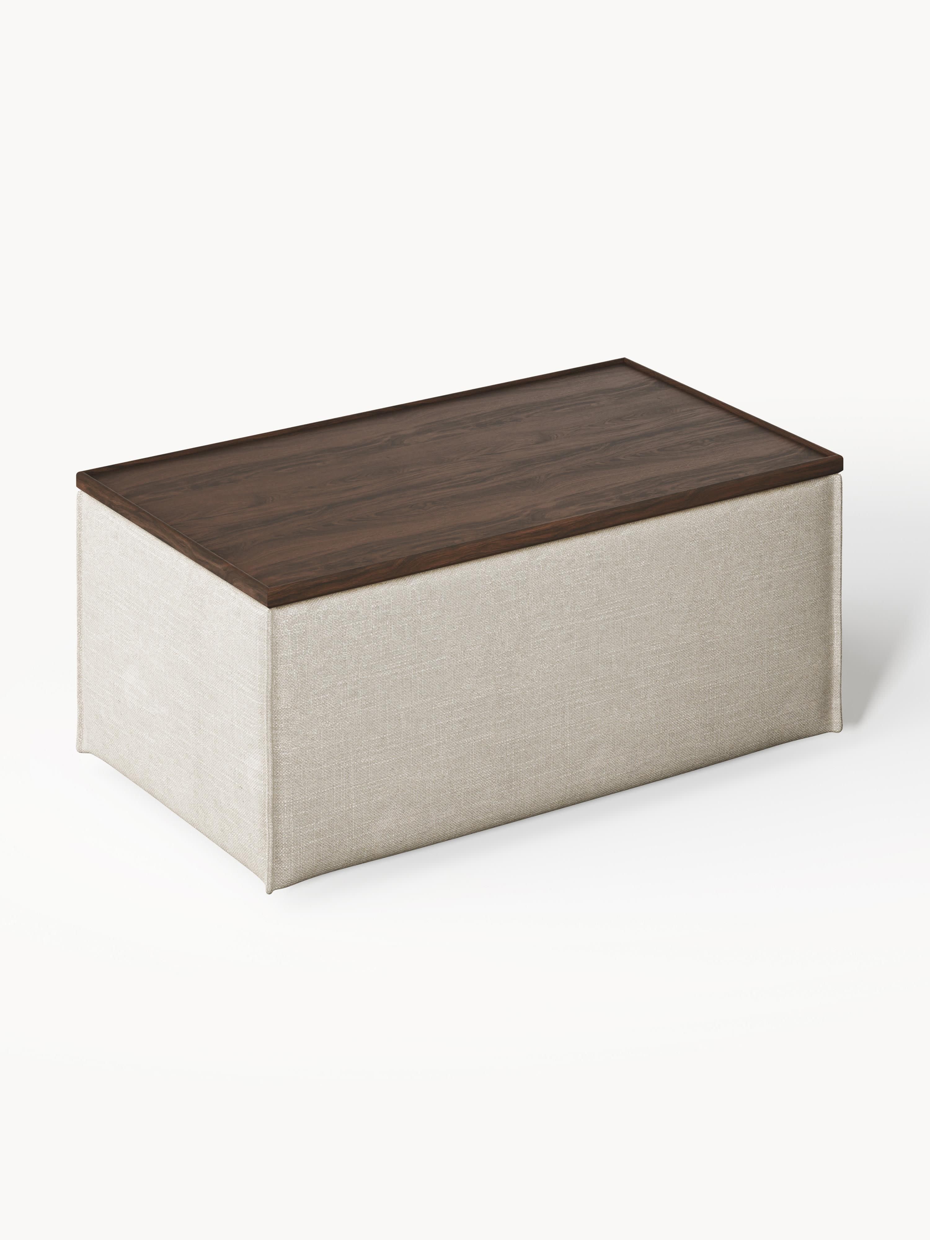 Lennon Linen Blend Ottoman with Storage