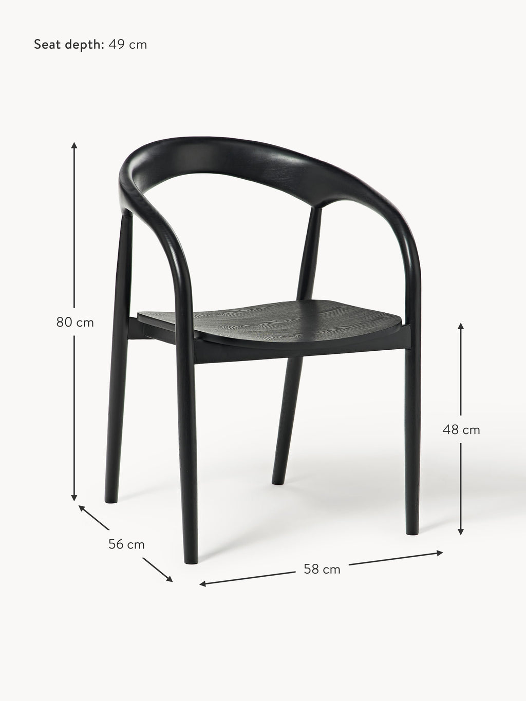 Camille Ash Wood Dining Chair with Armrests