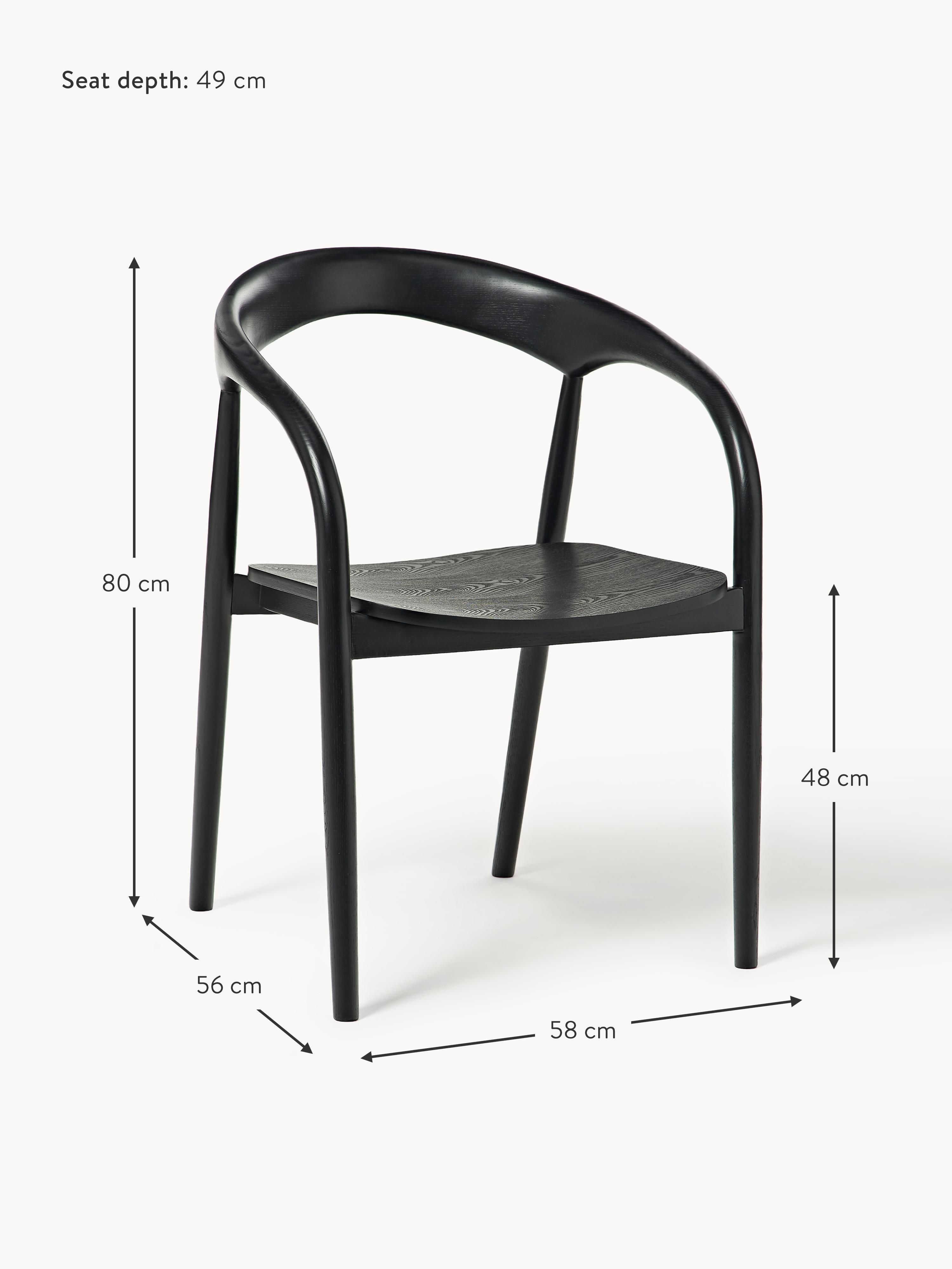Camille Ash Wood Dining Chair with Armrests
