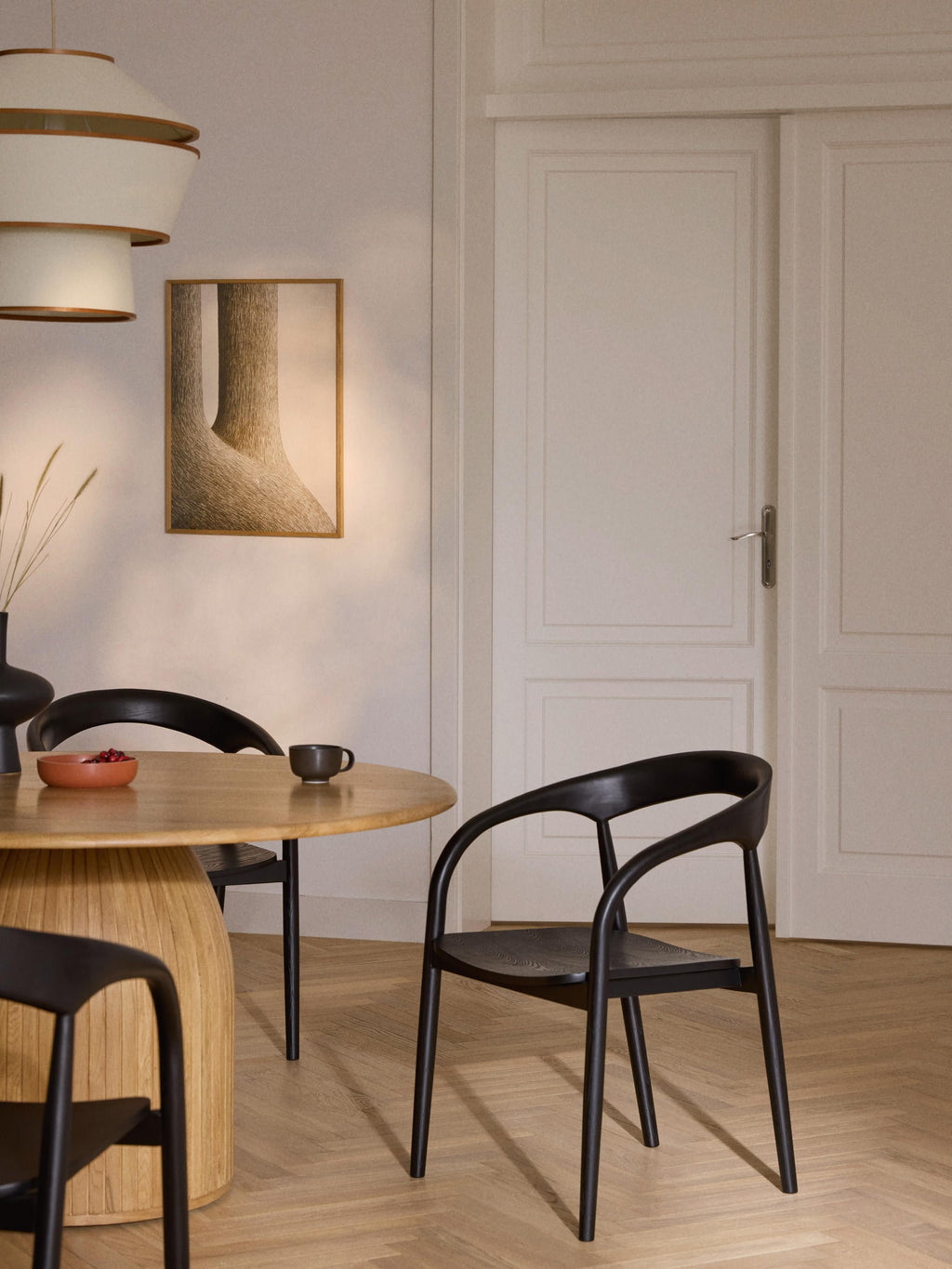Camille Ash Wood Dining Chair with Armrests