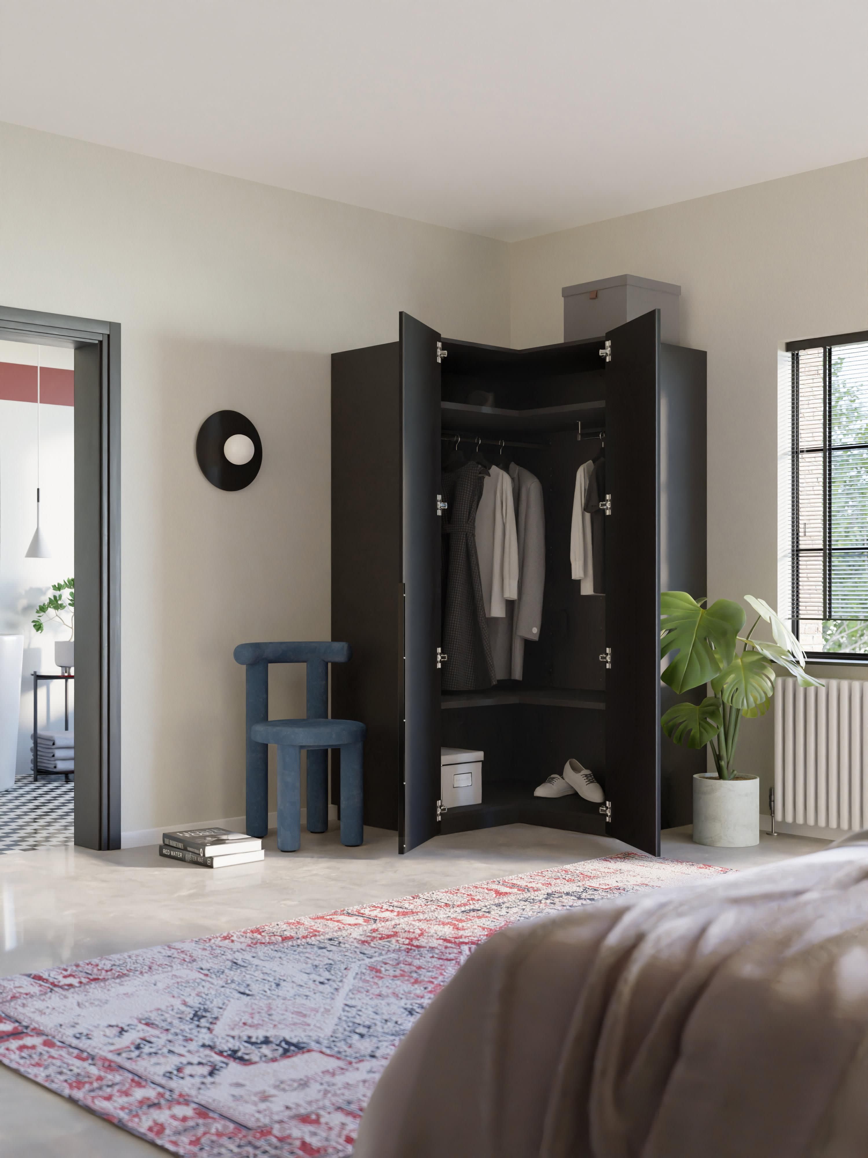 Leon Modular Corner Wardrobe, 115 cm Wide, in various sizes