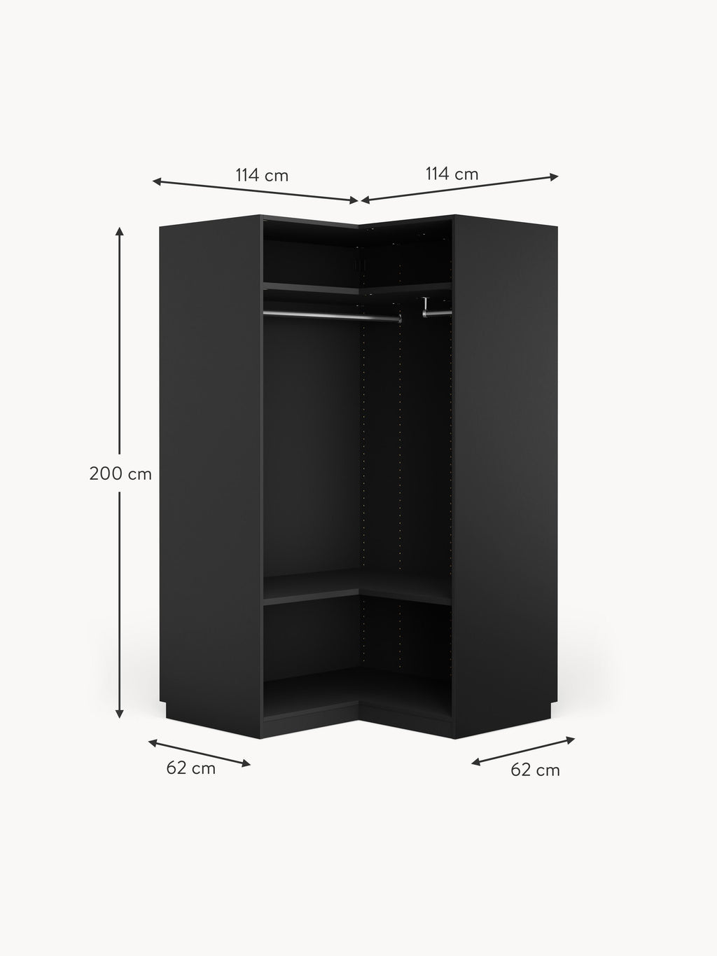 Leon Modular Corner Wardrobe, 115 cm Wide, in various sizes