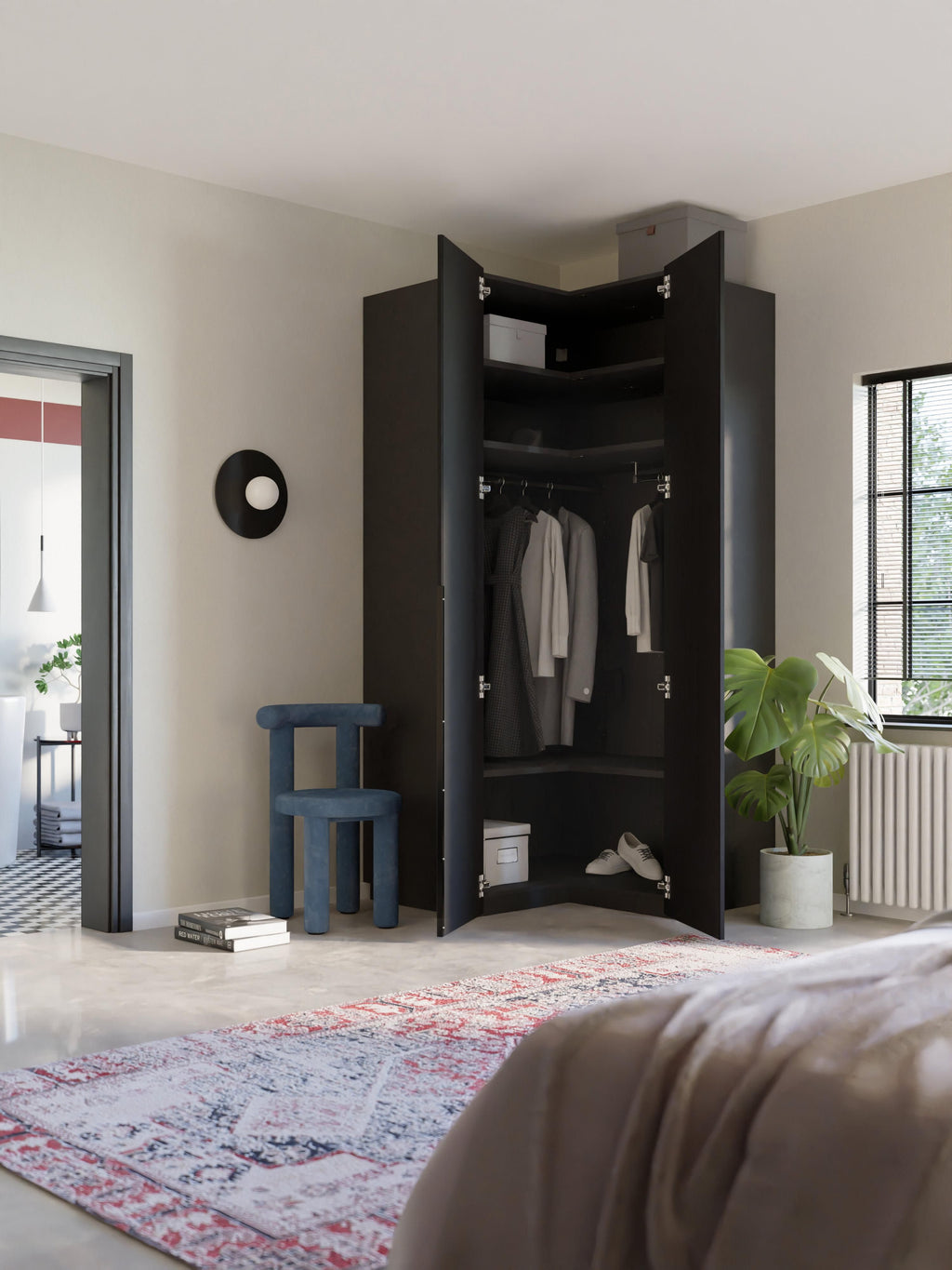 Leon Modular Corner Wardrobe, 115 cm Wide, in various sizes