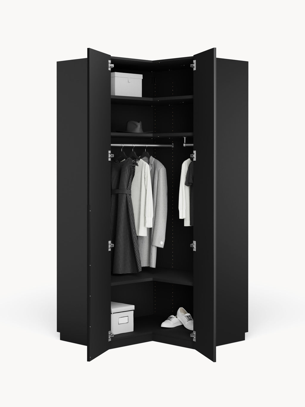 Leon Modular Corner Wardrobe, 115 cm Wide, in various sizes