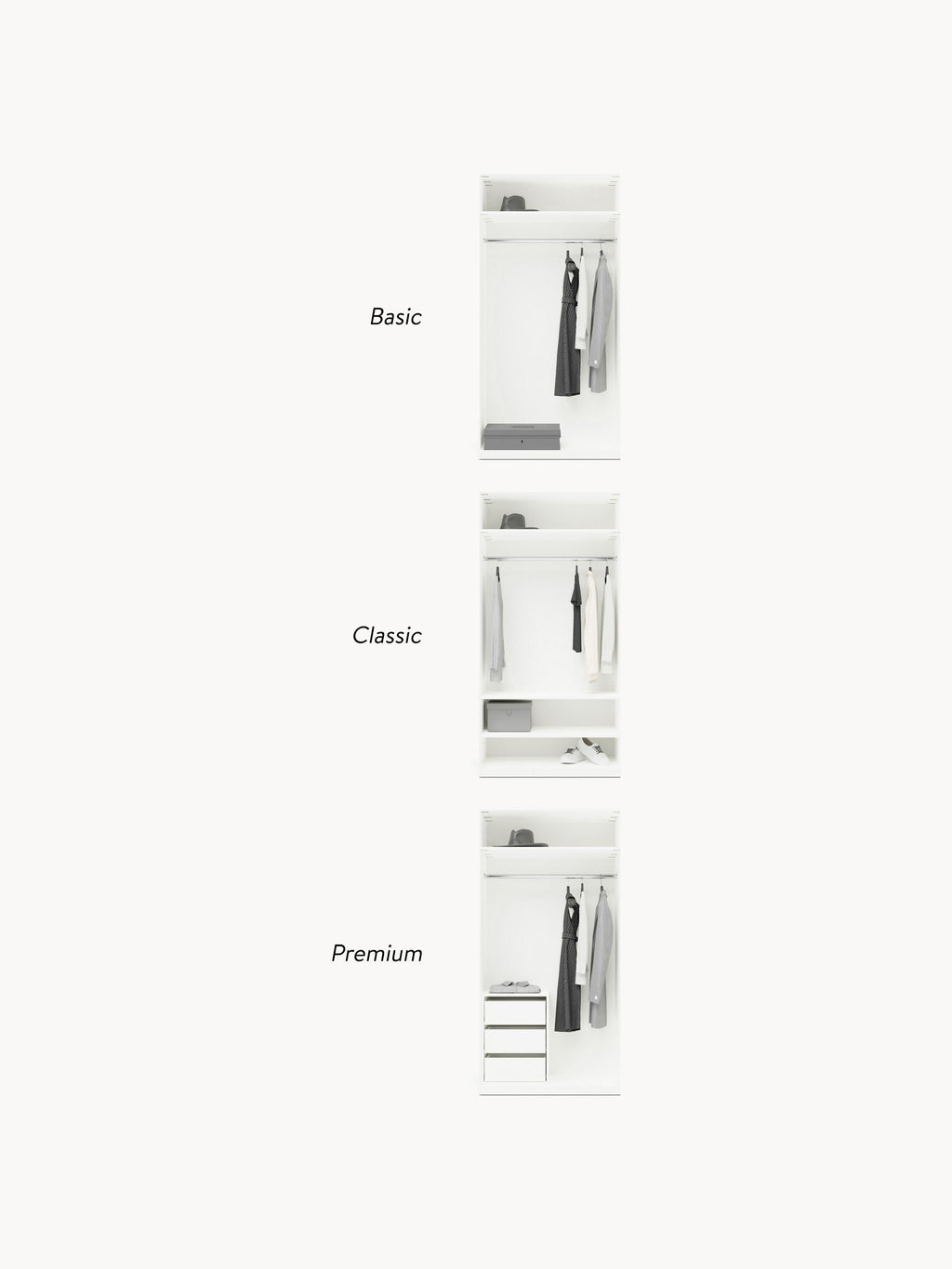 Charlotte Modular Hinged Door Wardrobe, 100 cm Wide, in various sizes