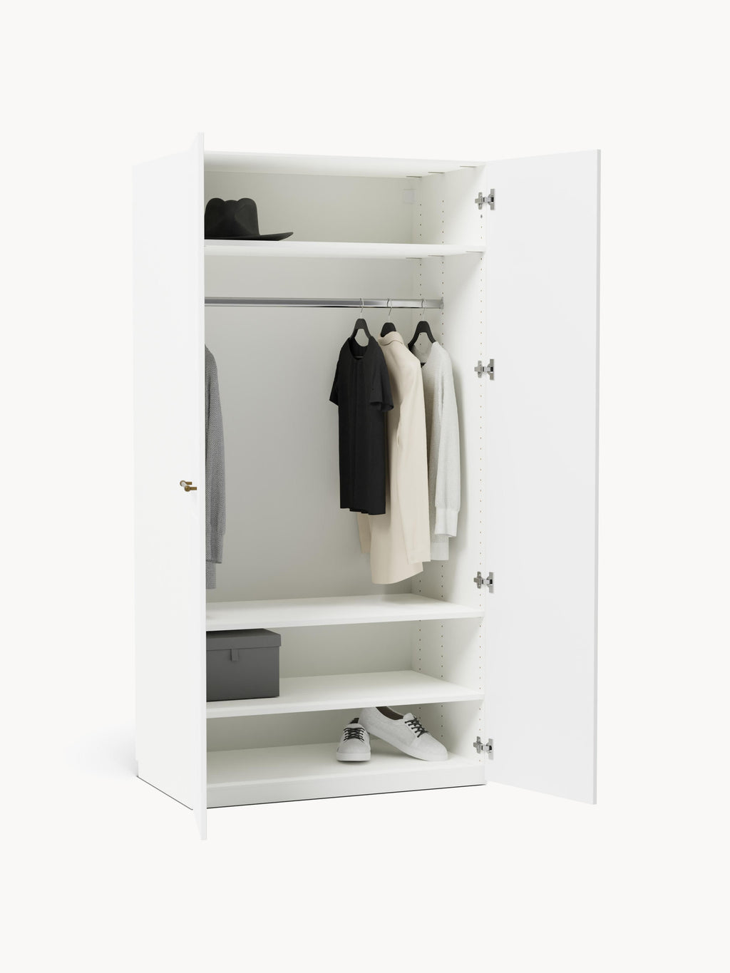 Charlotte Modular Hinged Door Wardrobe, 100 cm Wide, in various sizes