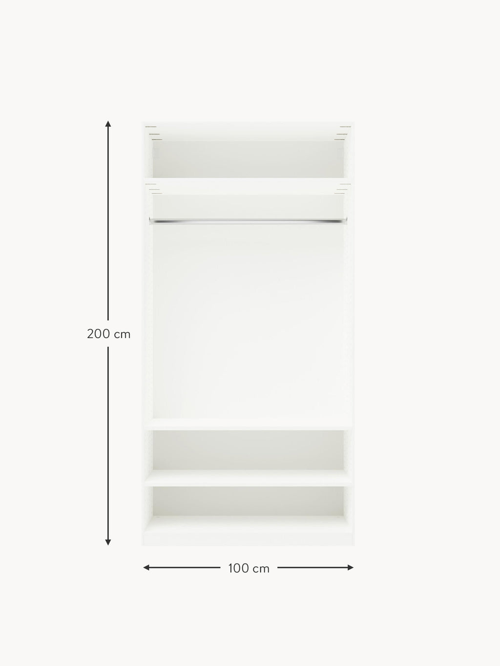 Charlotte Modular Hinged Door Wardrobe, 100 cm Wide, in various sizes