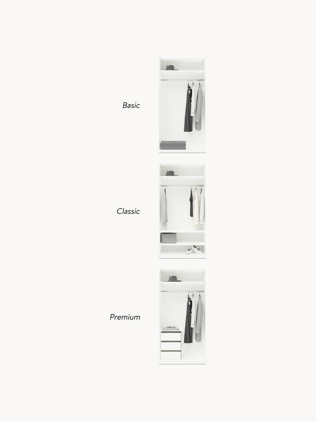 Charlotte Modular Hinged Door Wardrobe, 100 cm Wide, in various sizes