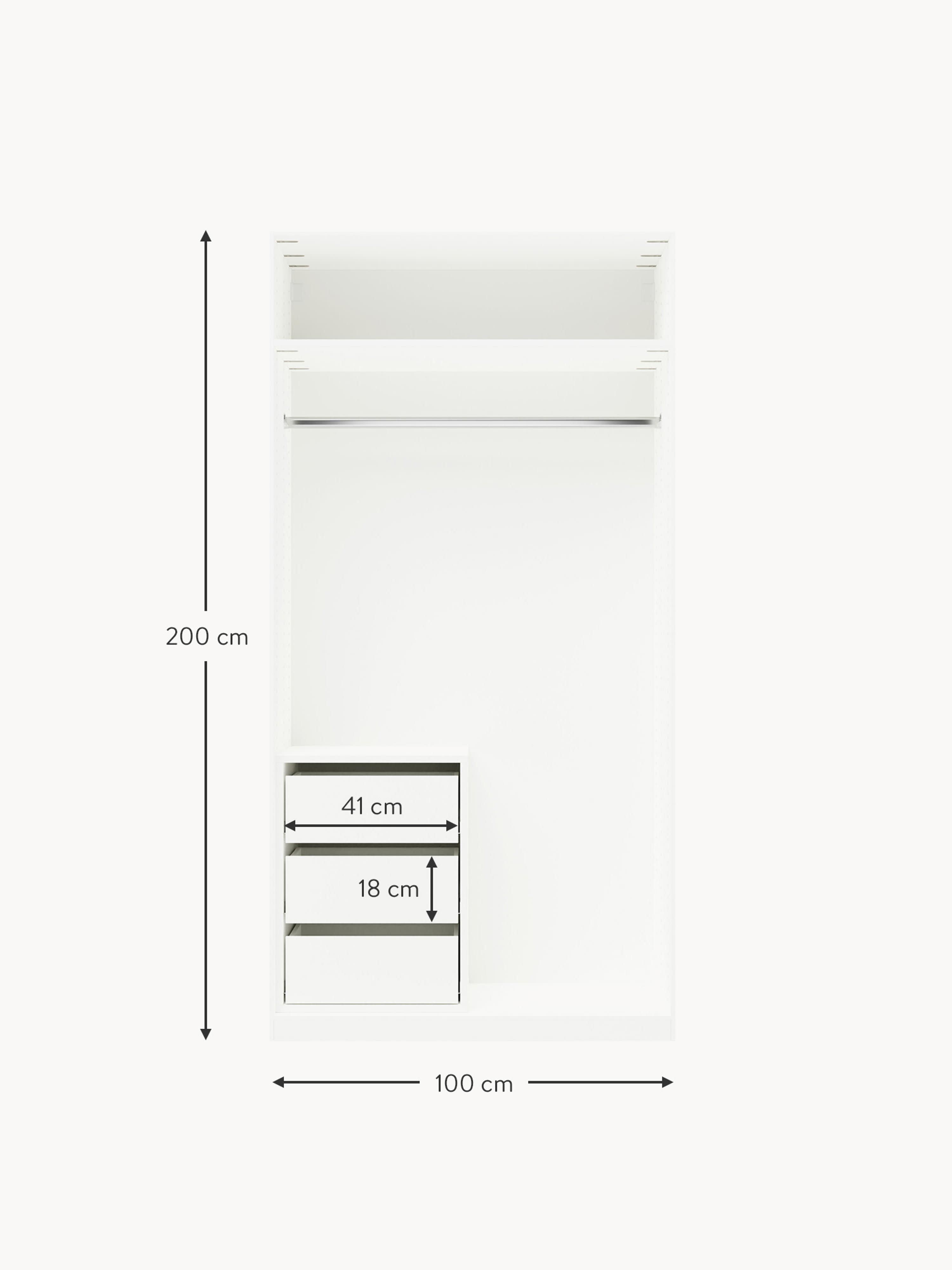 Charlotte Modular Hinged Door Wardrobe, 100 cm Wide, in various sizes