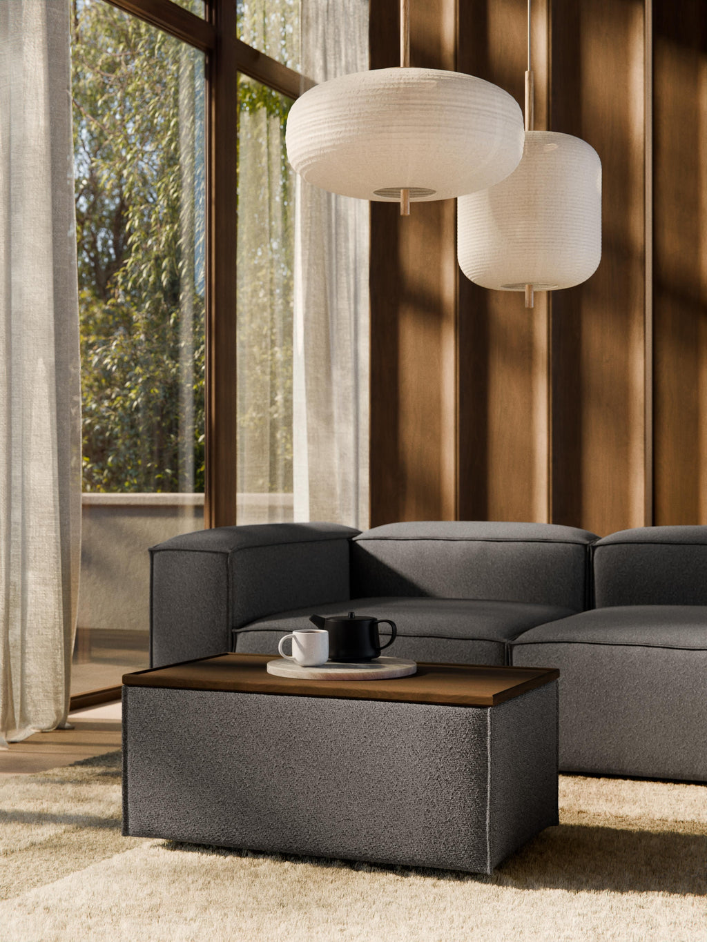 Lennon Bouclé Ottoman with Storage