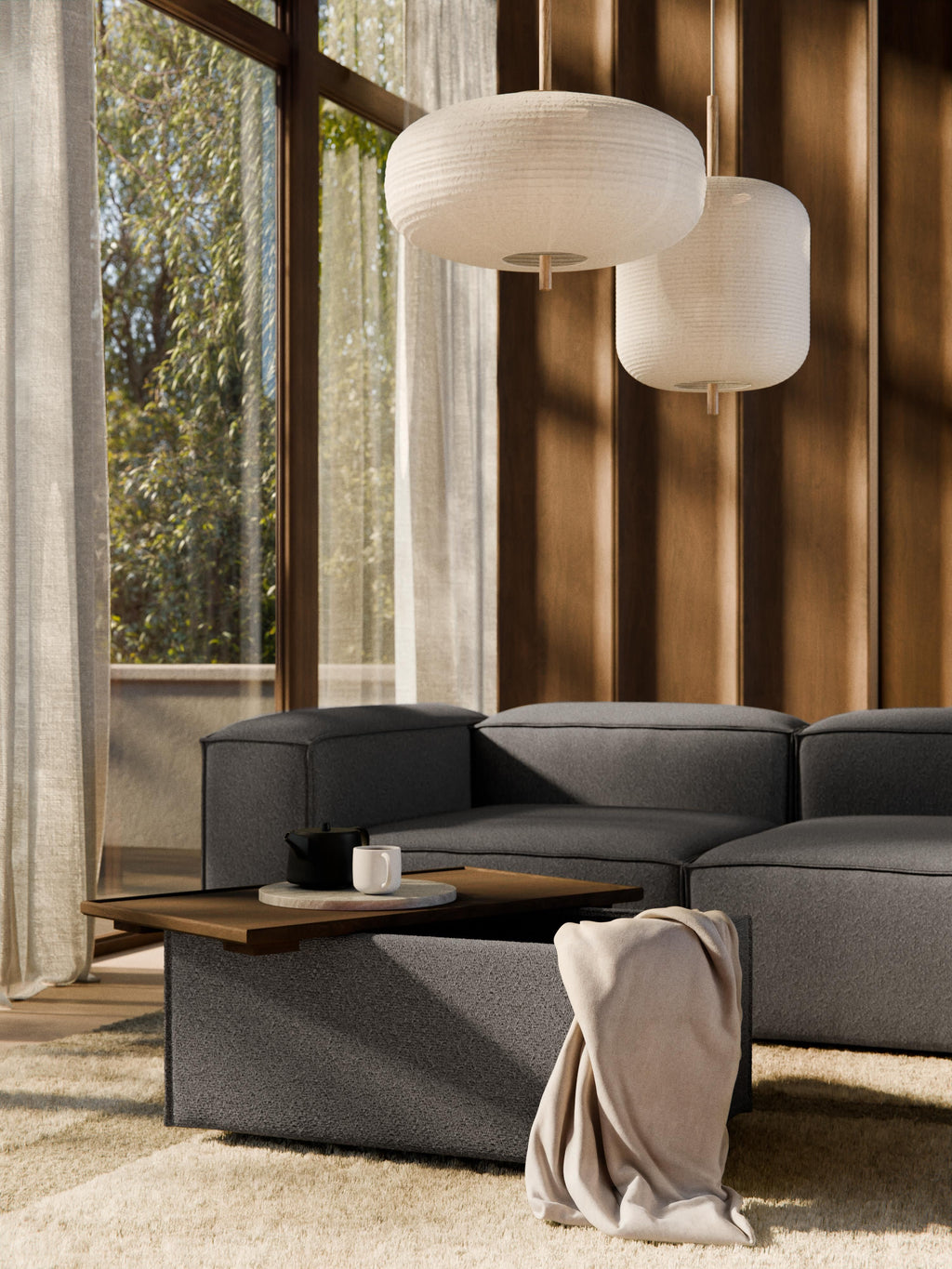 Lennon Bouclé Ottoman with Storage