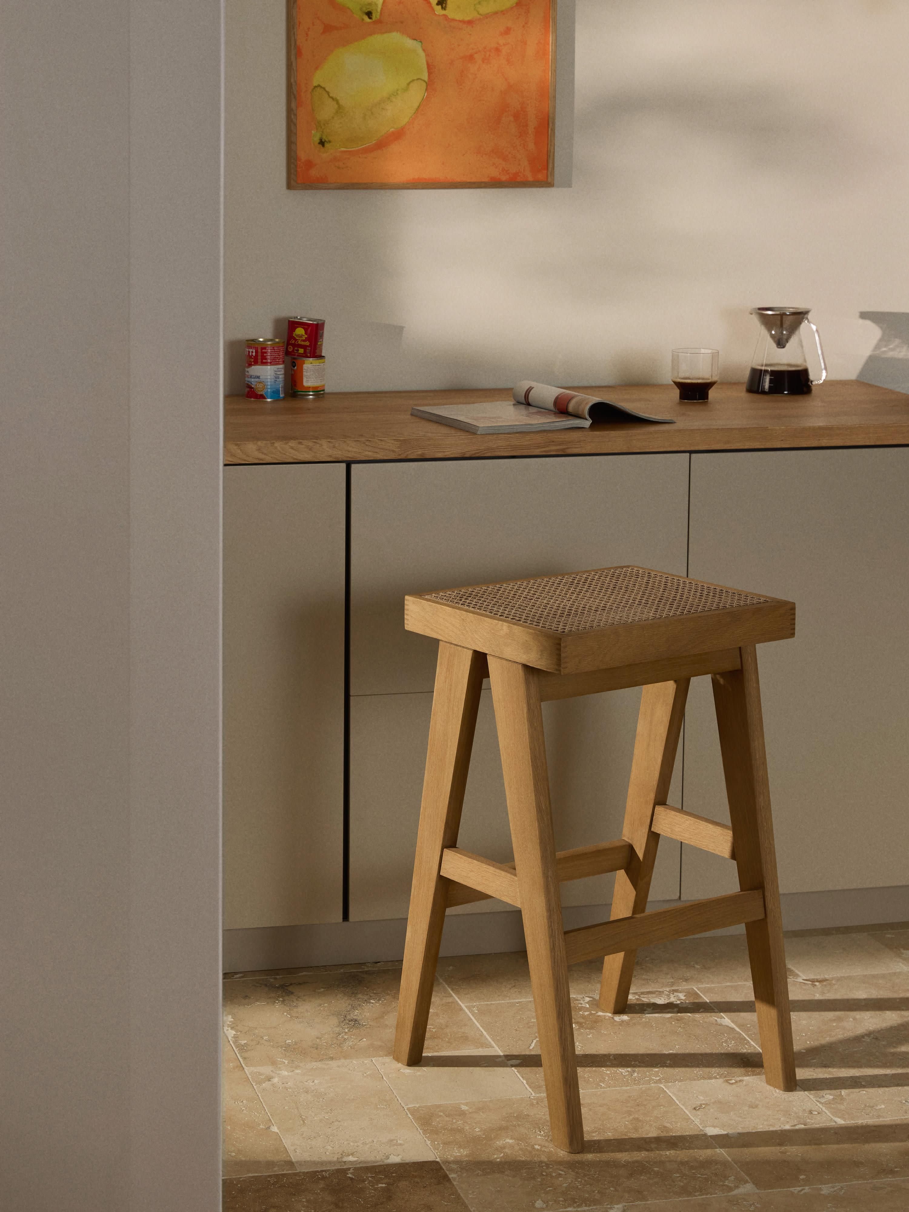 Sissi Bar Stool with Viennese Wickerwork