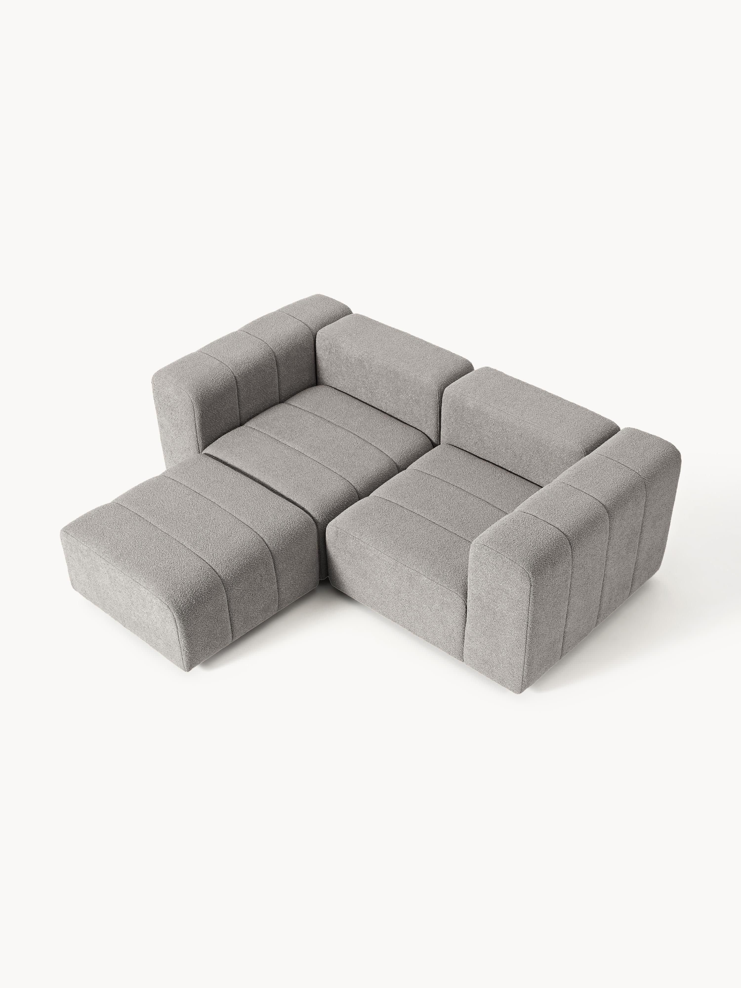 Lena Bouclé Modular Sofa (2-seater) with Ottoman (left/right)