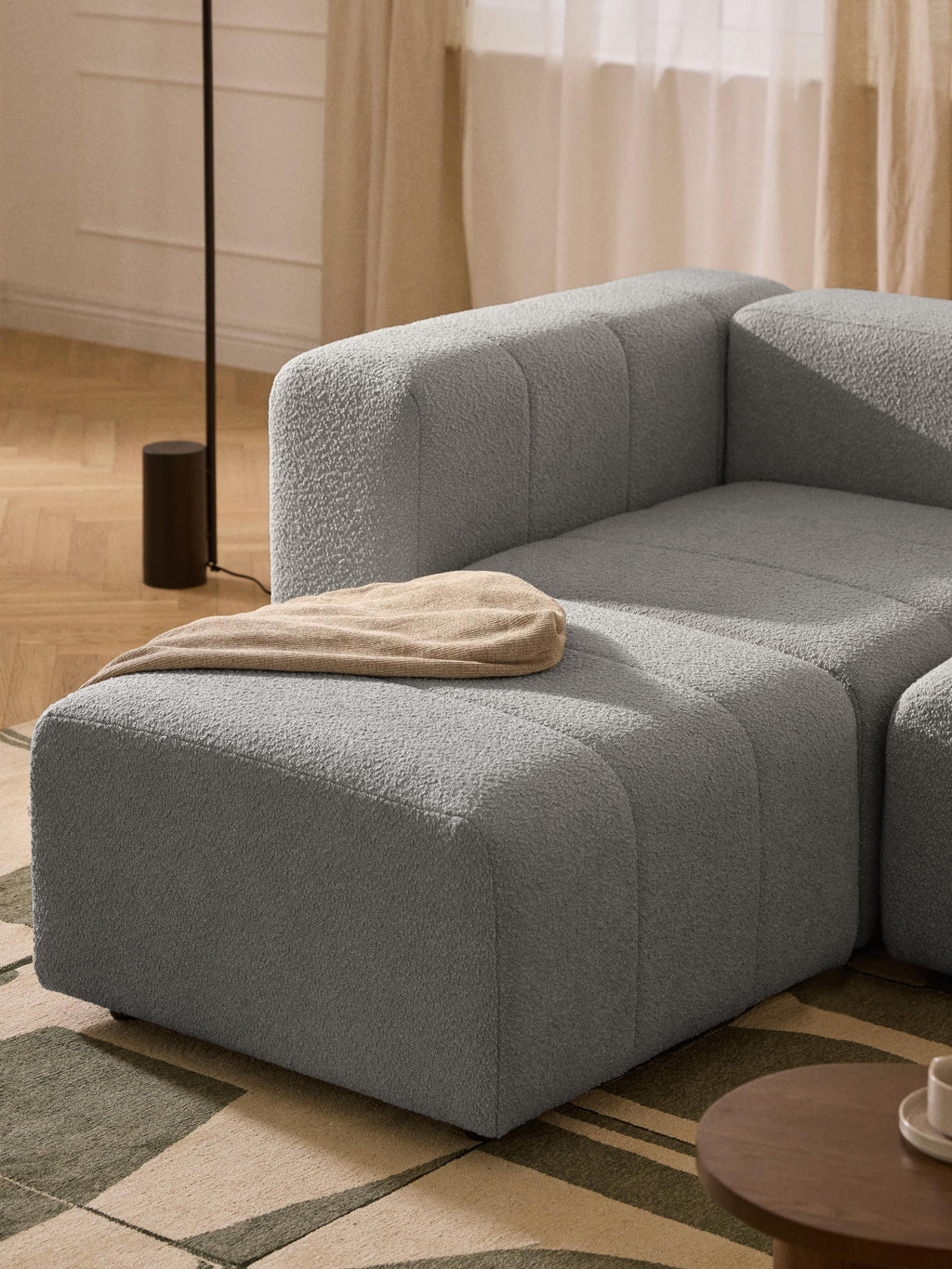 Lena Bouclé Modular Sofa (2-seater) with Ottoman (left/right)