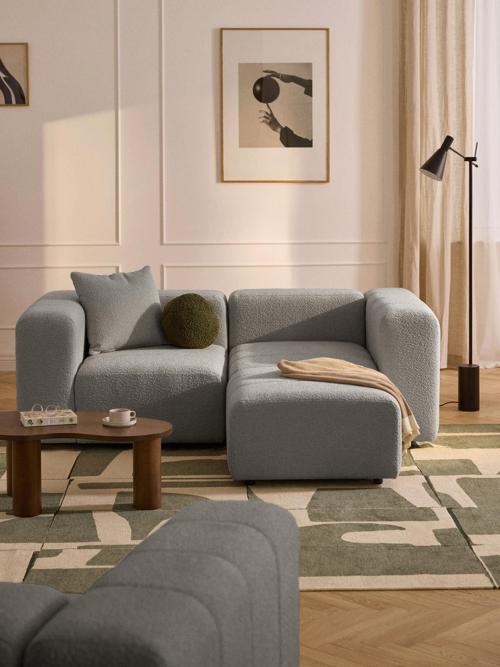 Lena Bouclé Modular Sofa (2-seater) with Ottoman (left/right)