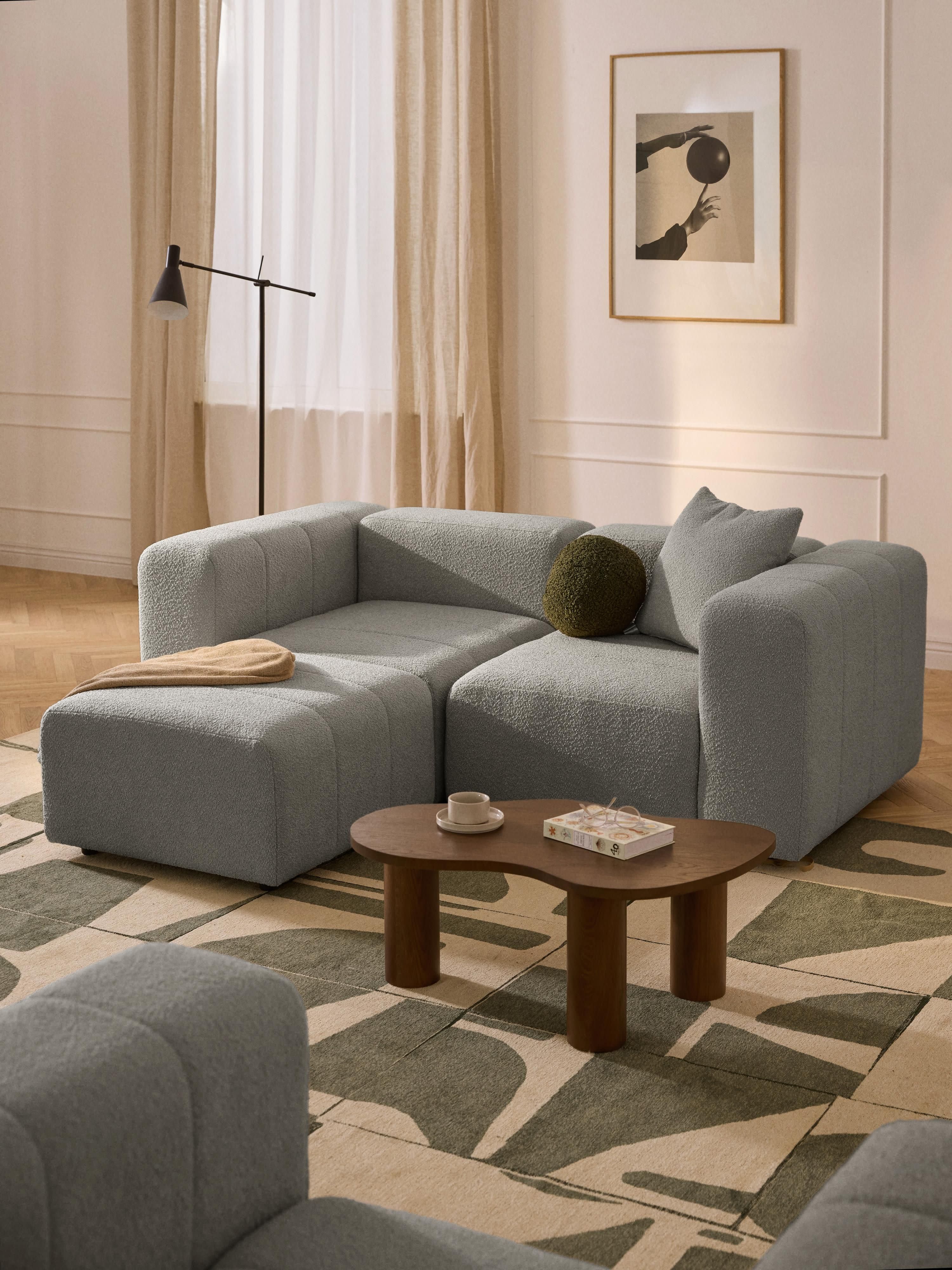 Lena Bouclé Modular Sofa (2-seater) with Ottoman (left/right)
