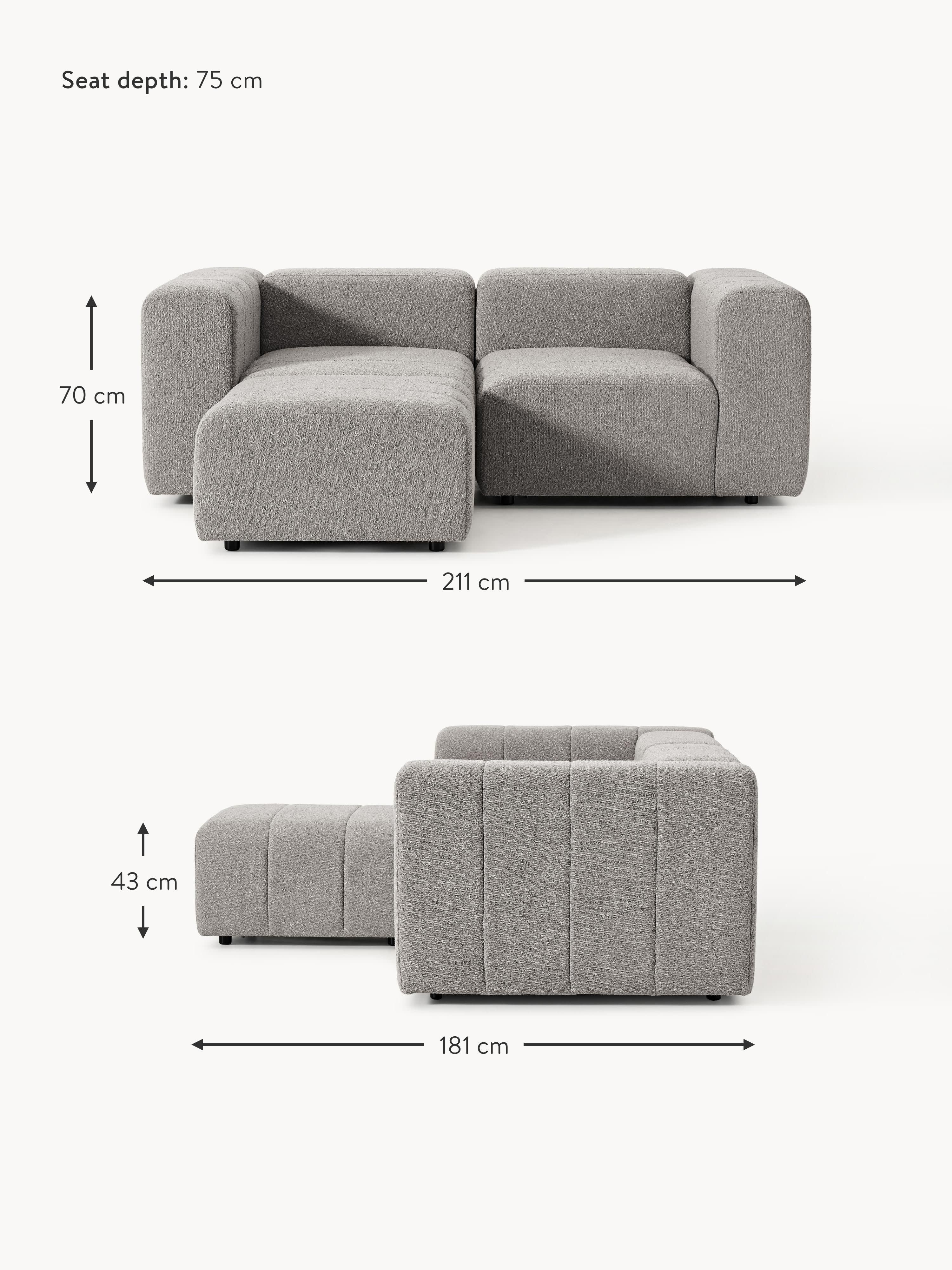 Lena Bouclé Modular Sofa (2-seater) with Ottoman (left/right)