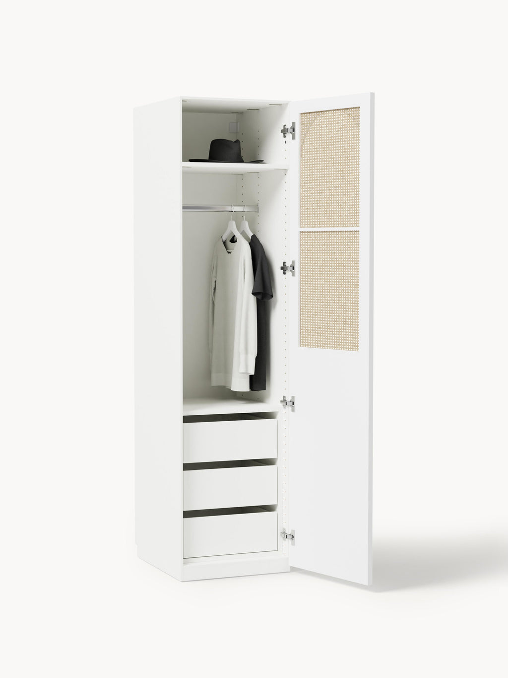 Jeanne Modular Hinged Door Wardrobe, 50 cm Wide, in various sizes