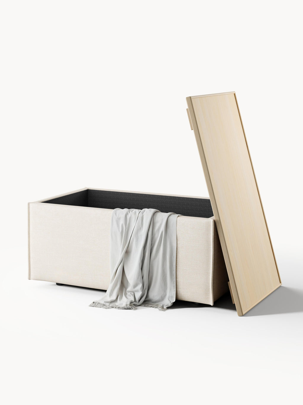 Lennon Linen Blend Ottoman with Storage