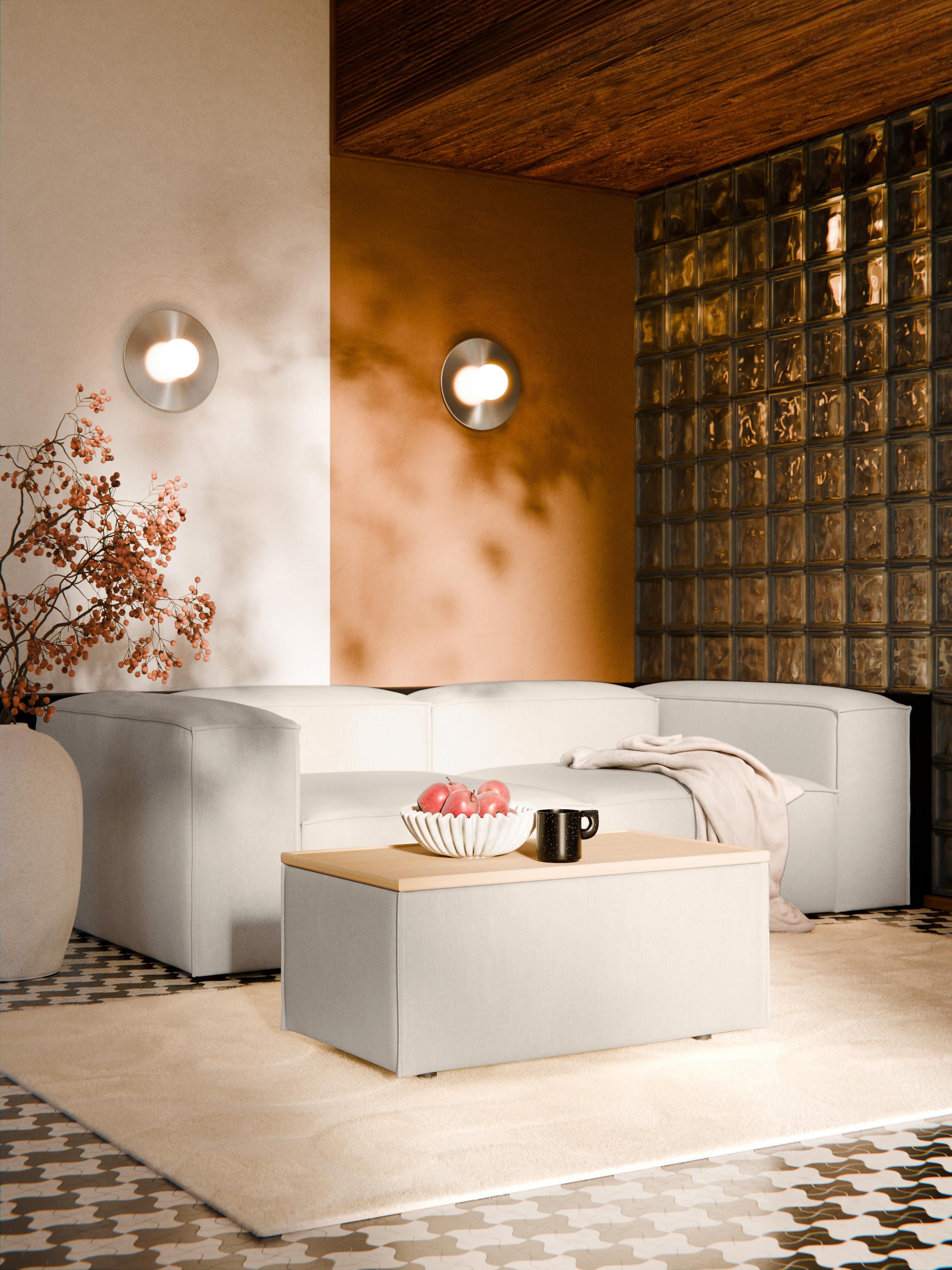 Lennon Linen Blend Ottoman with Storage