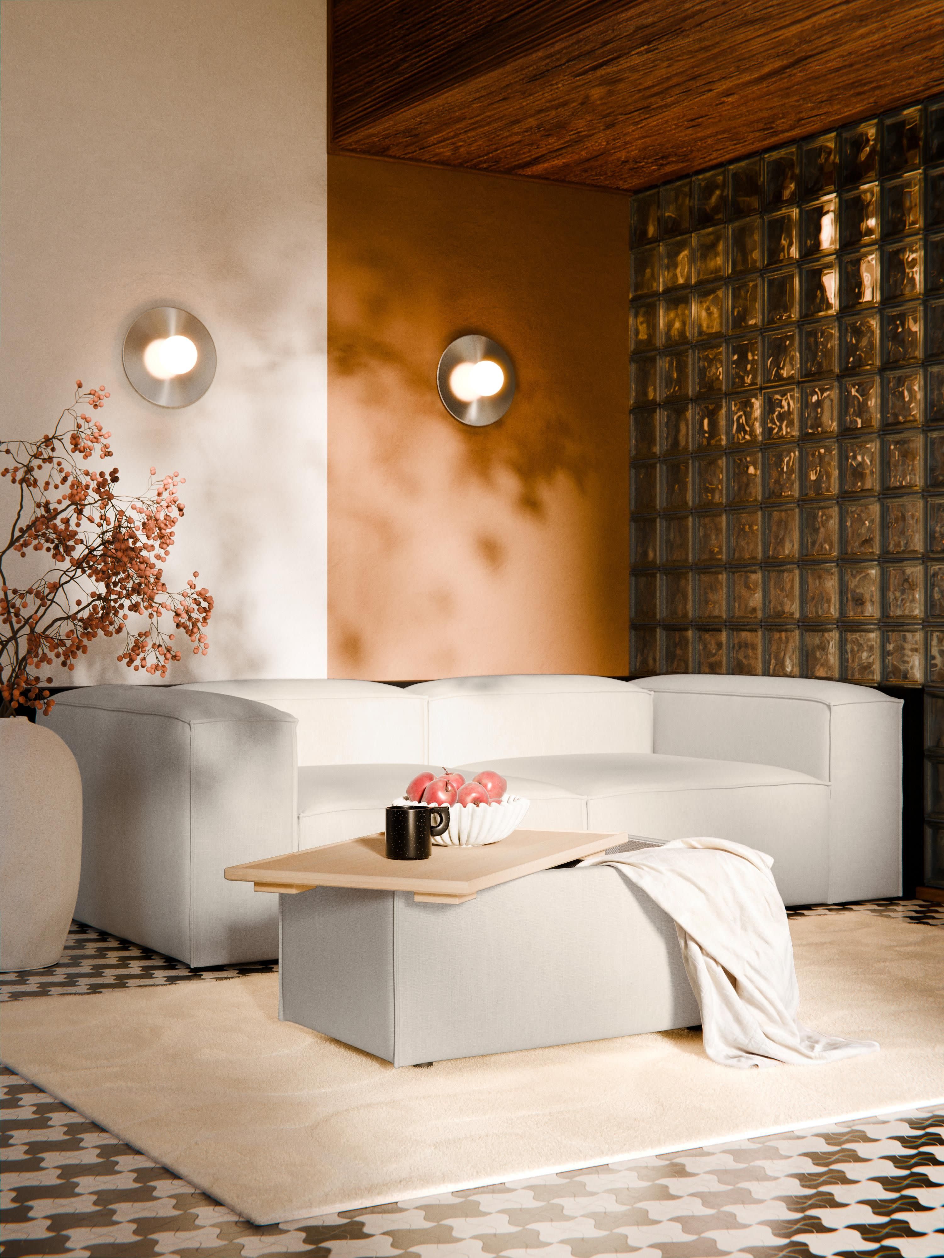 Lennon Linen Blend Ottoman with Storage
