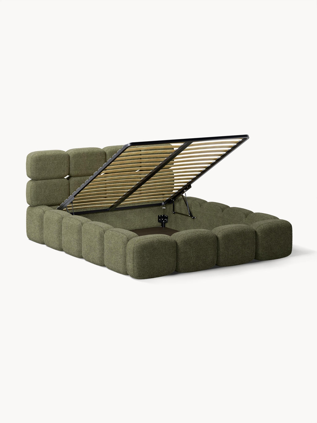 Tayla Upholstered Teddy Bouclé Bed with Storage Space
