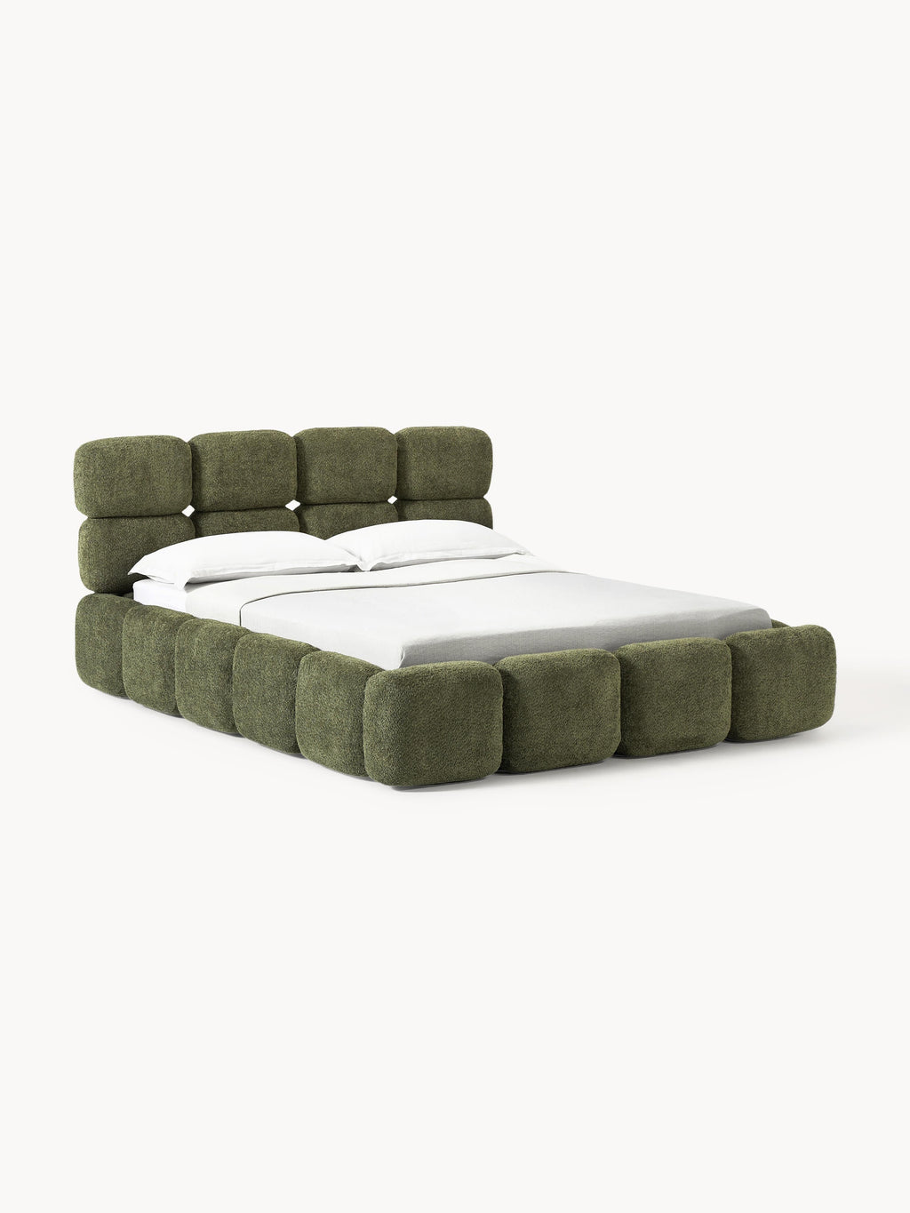 Gallery image 1 - Upholstered Teddy Bouclé Bed Tayla with Storage Space