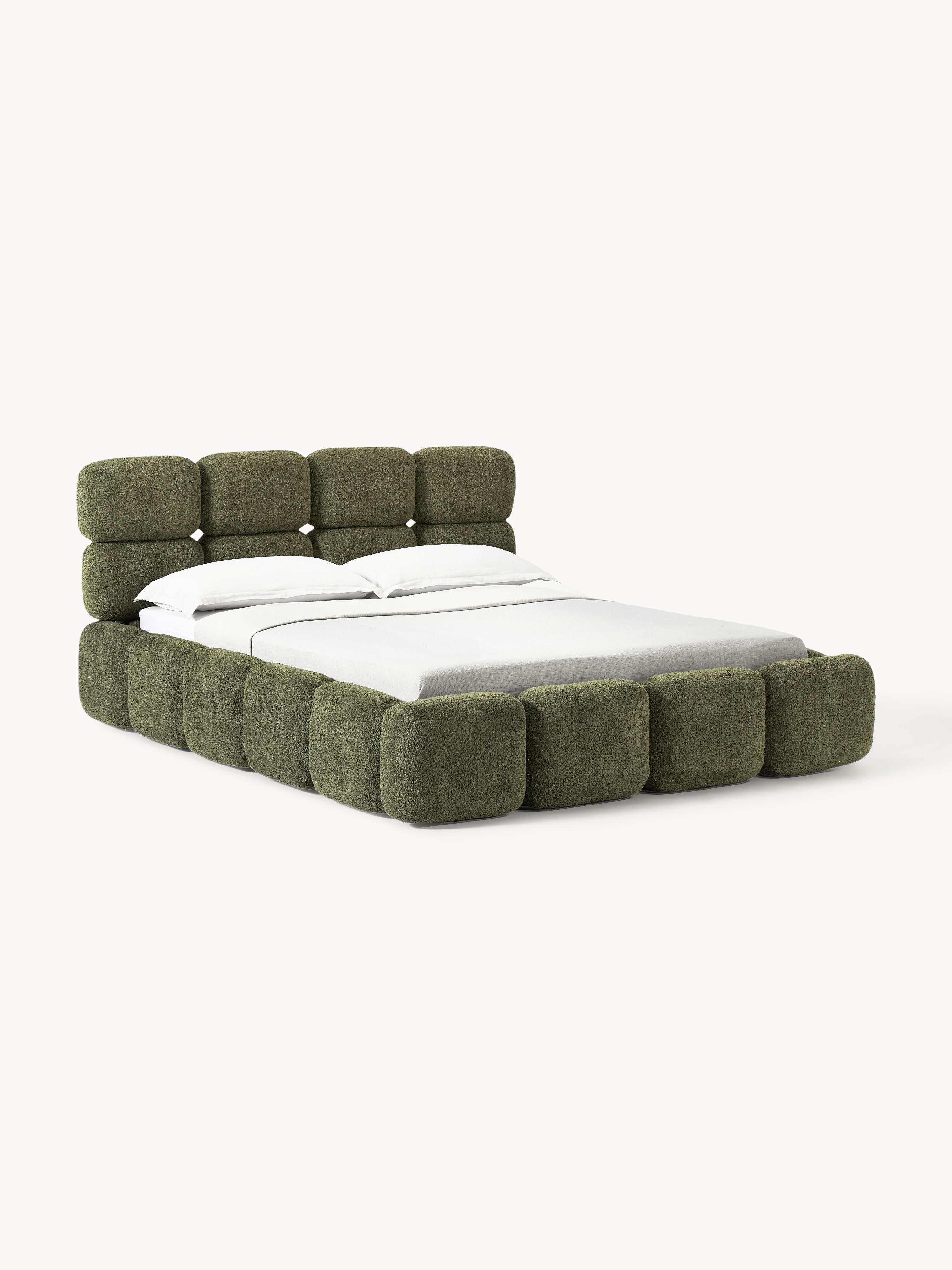Gallery image 1 - Upholstered Teddy Bouclé Bed Tayla with Storage Space