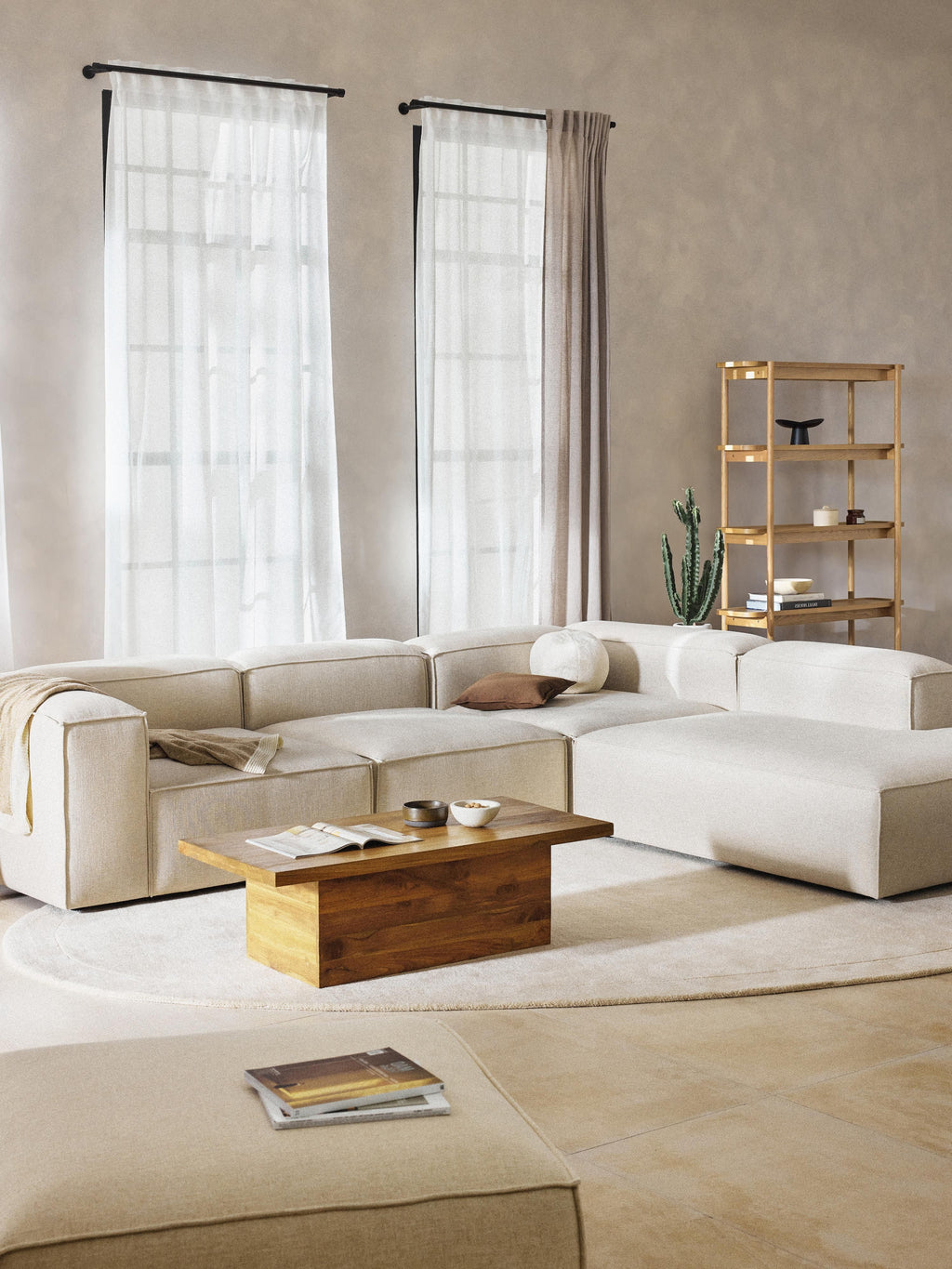 Lennon Linen Blend Modular Corner Sofa (4-seater)