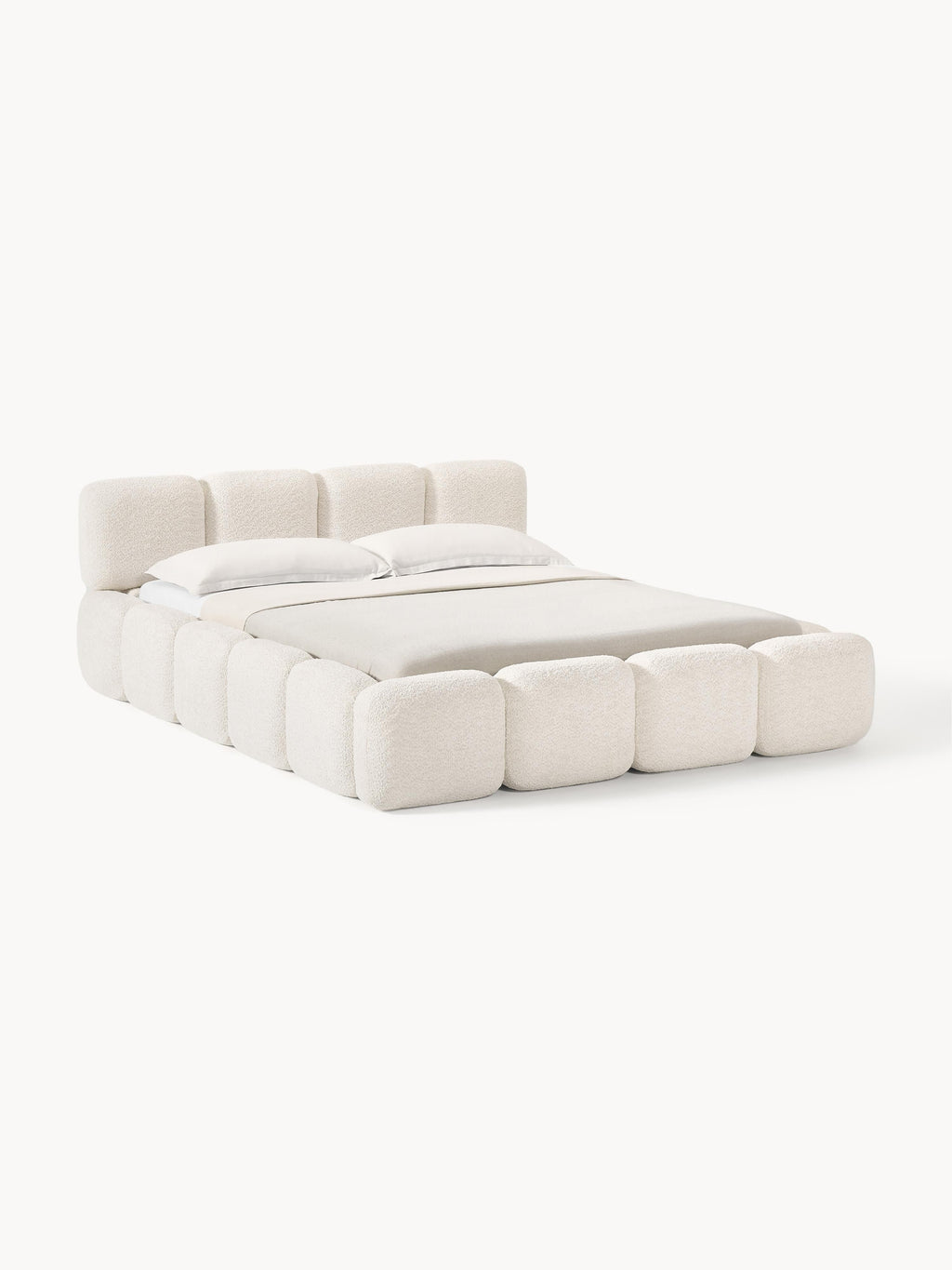 Gallery image 1 - Upholstered Teddy Bouclé Bed Tayla with Storage