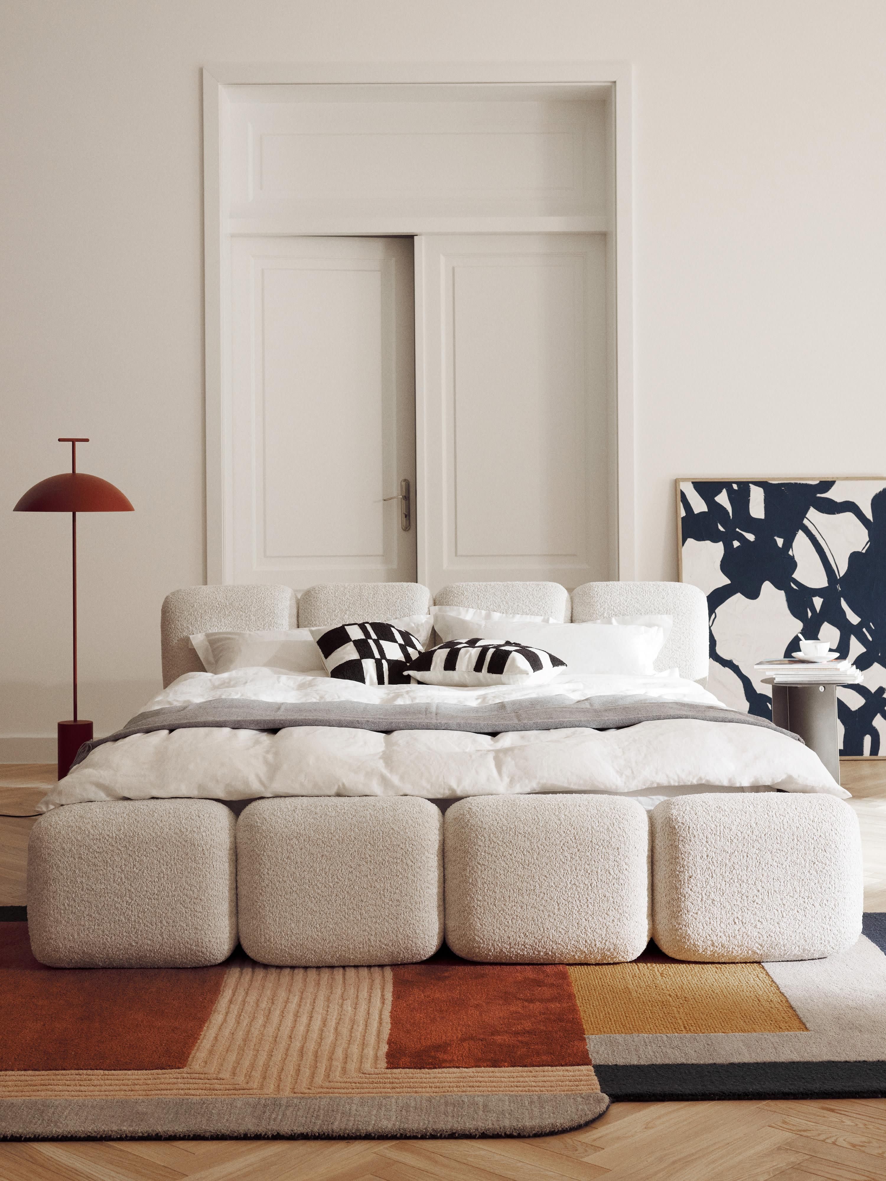 Tayla Upholstered Teddy Bouclé Bed with Storage