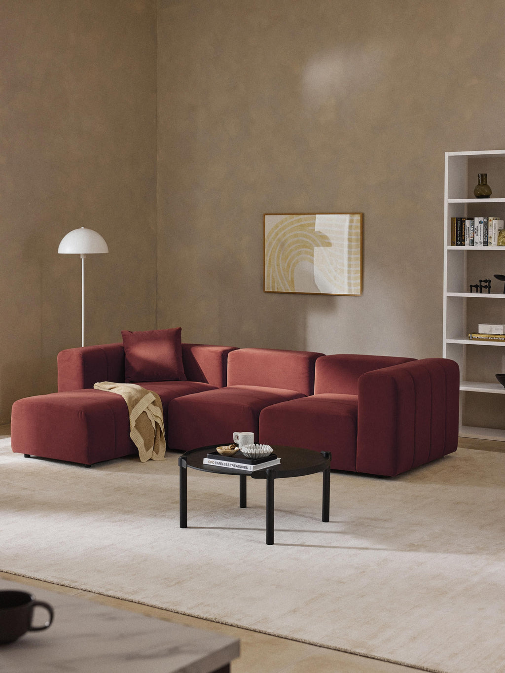 Lena Modular Velvet Sofa (4-seater) with Ottoman (left/right)