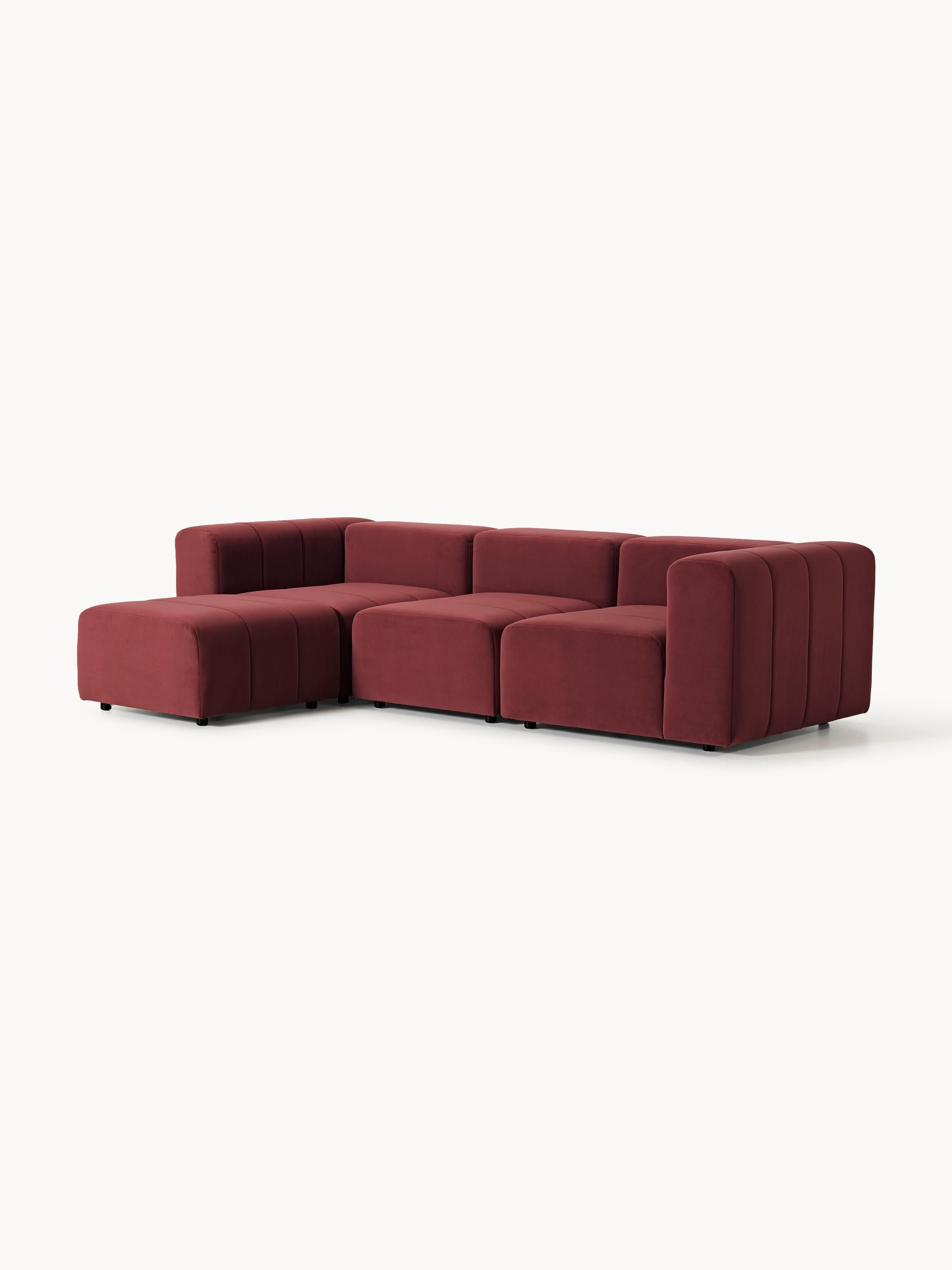 Lena Modular Velvet Sofa (4-seater) with Ottoman (left/right)