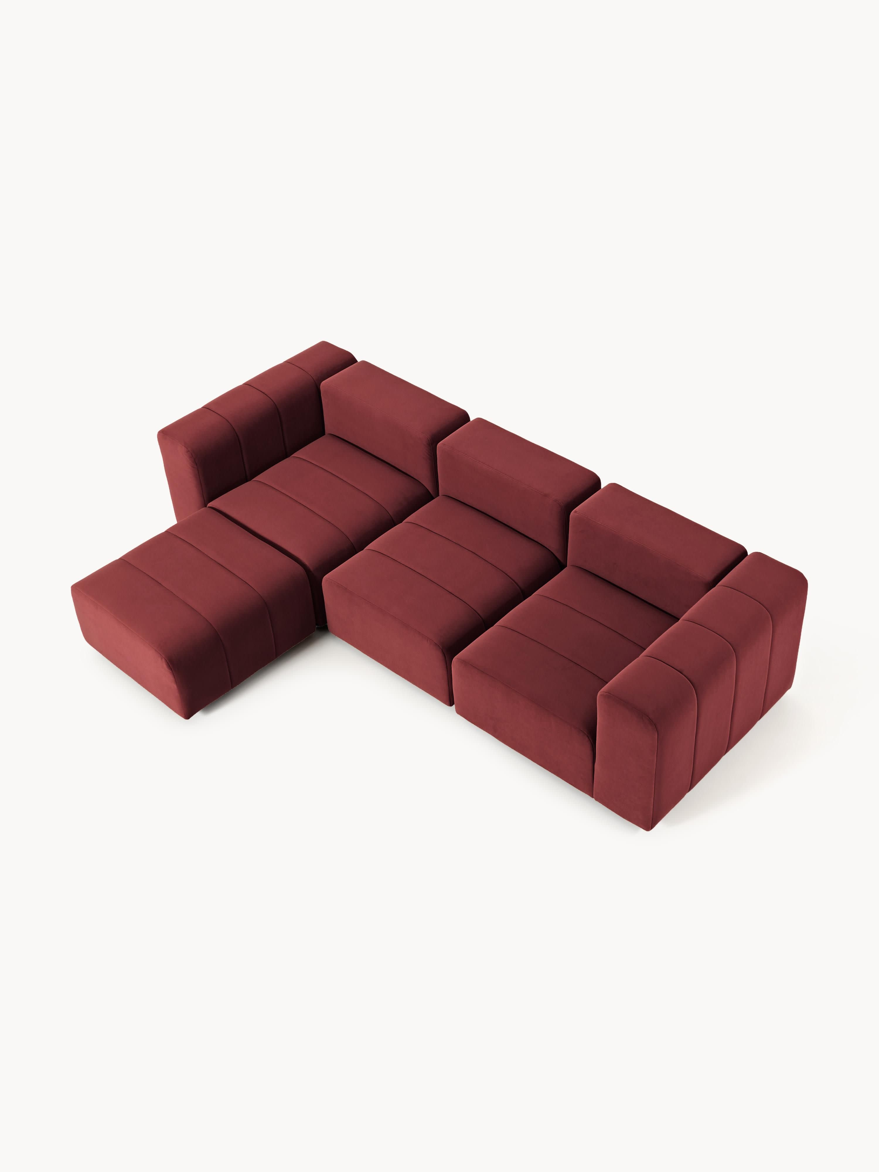 Lena Modular Velvet Sofa (4-seater) with Ottoman (left/right)