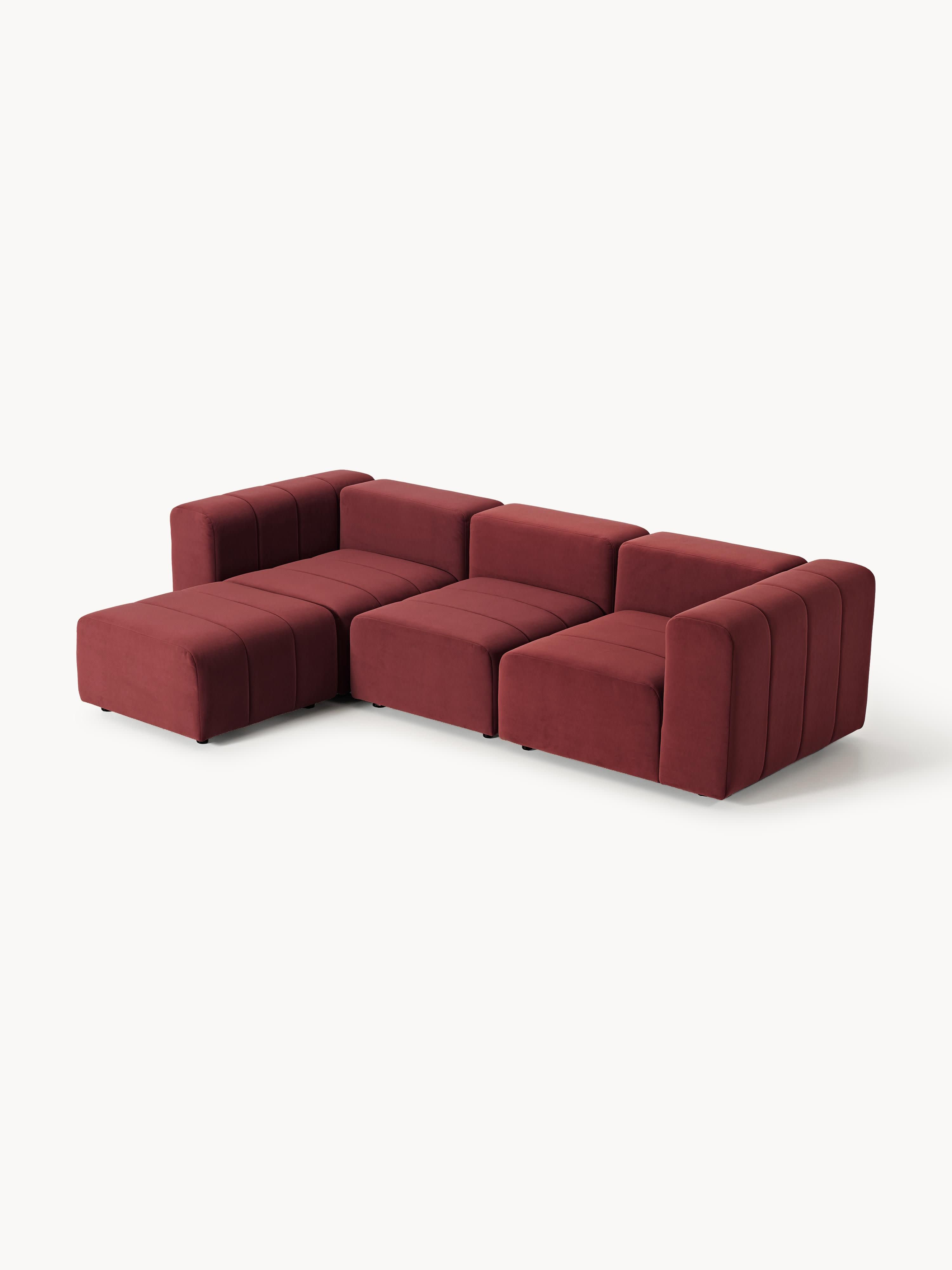Lena Modular Velvet Sofa (4-seater) with Ottoman (left/right)