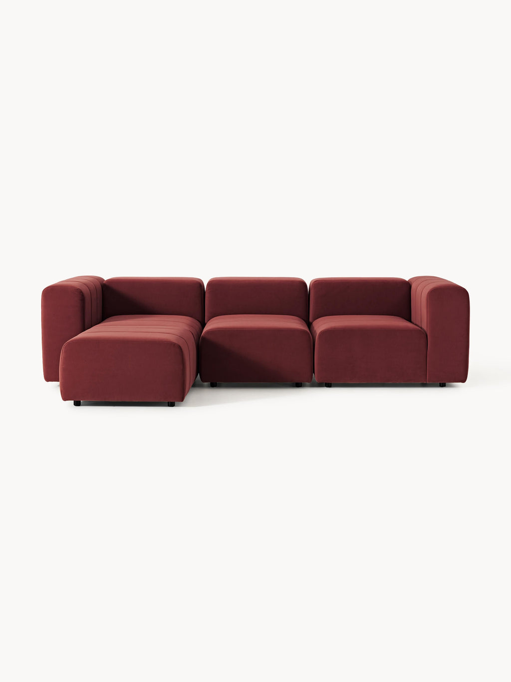 Lena Modular Velvet Sofa (4-seater) with Ottoman (left/right)