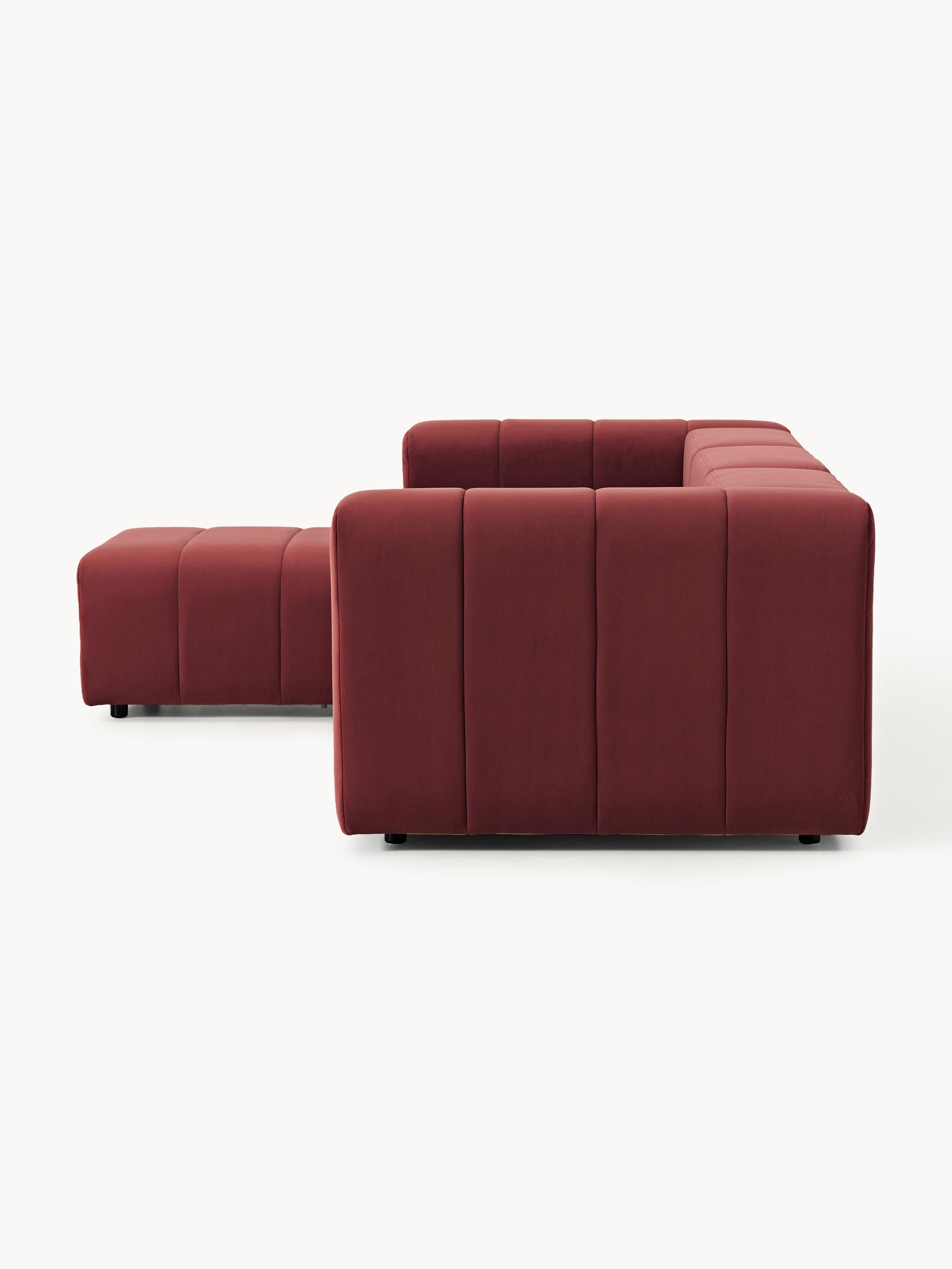 Lena Modular Velvet Sofa (4-seater) with Ottoman (left/right)