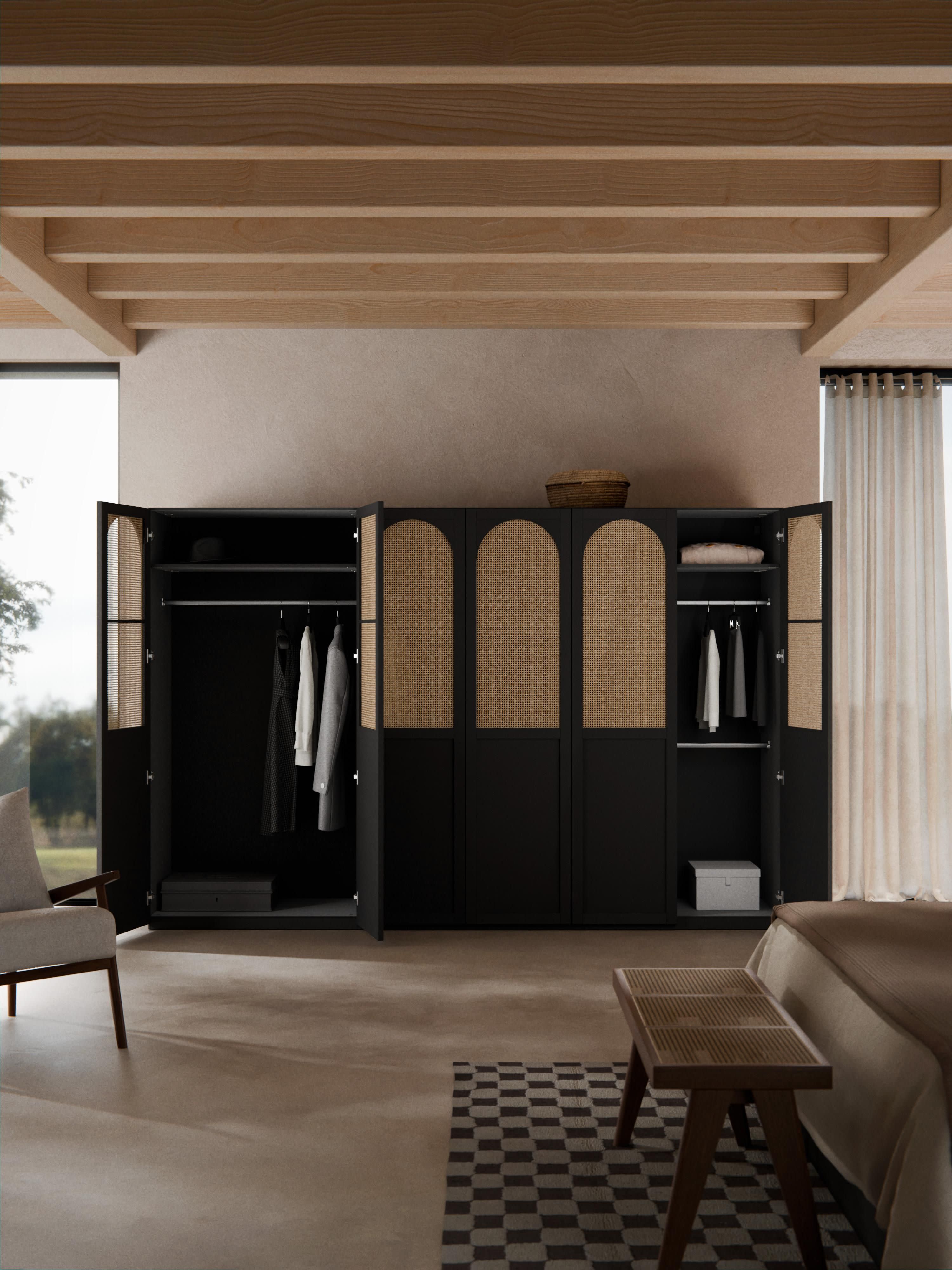 Jeanne Modular Hinged Door Wardrobe, 300 cm Wide, in various sizes