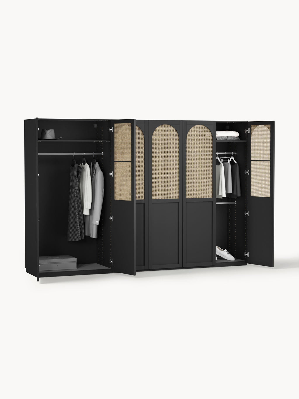 Jeanne Modular Hinged Door Wardrobe, 300 cm Wide, in various sizes