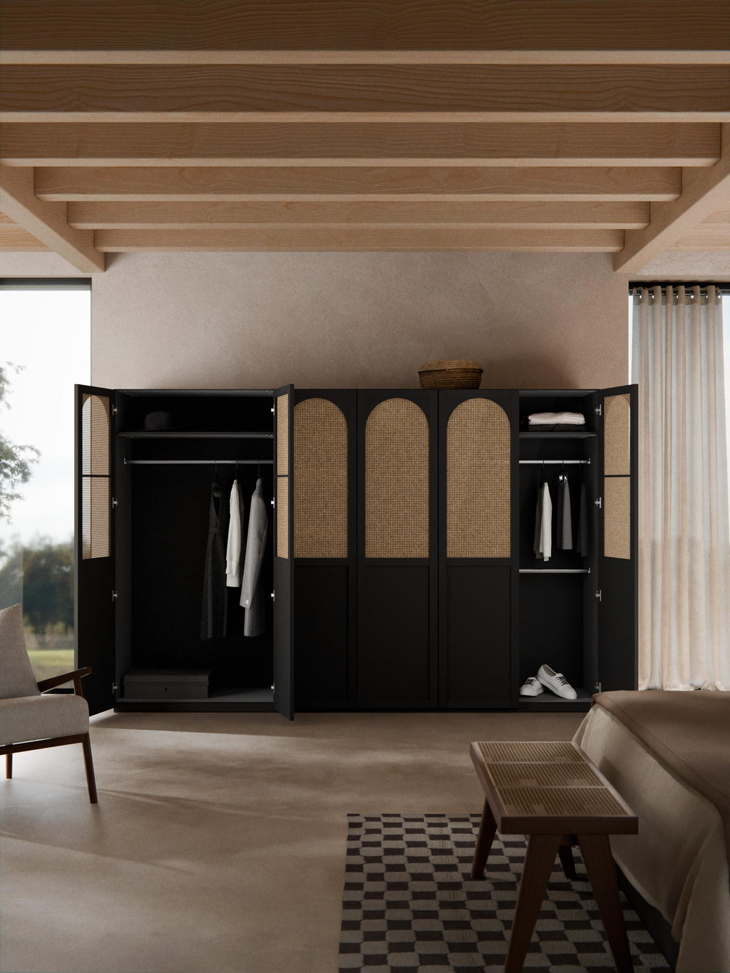Jeanne Modular Hinged Door Wardrobe, 300 cm Wide, in various sizes