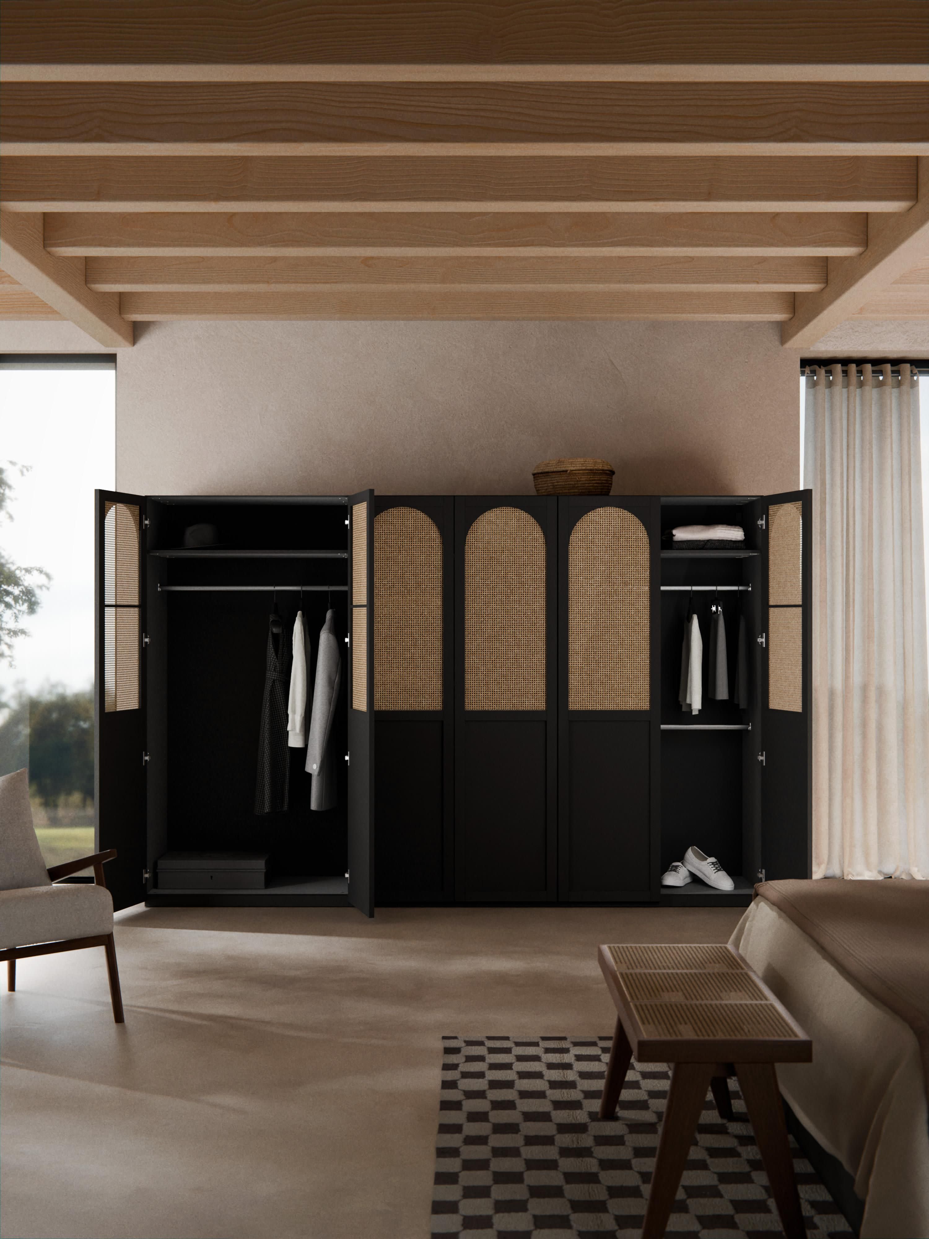 Jeanne Modular Hinged Door Wardrobe, 300 cm Wide, in various sizes
