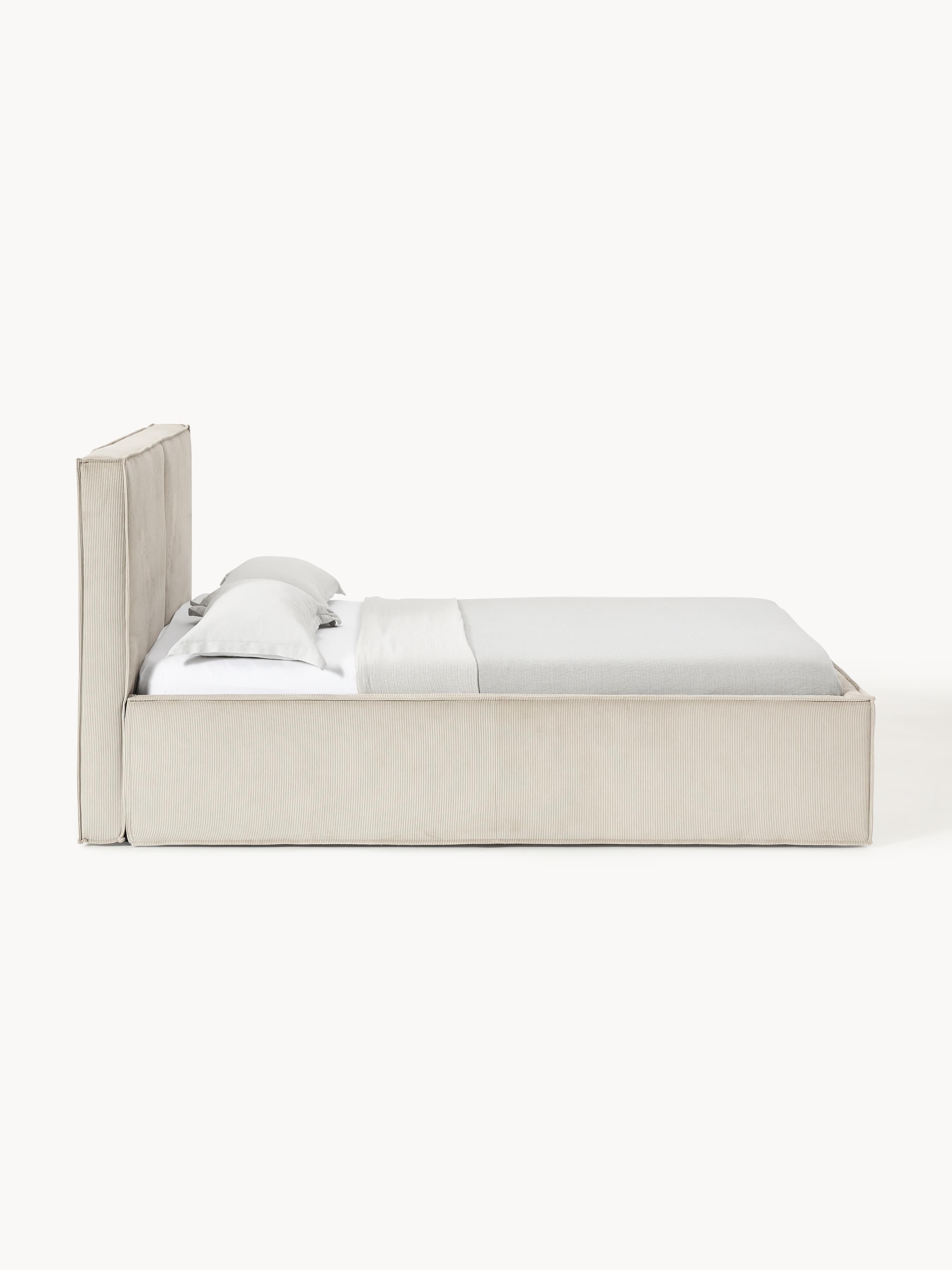 Dream Upholstered Corduroy Bed with Storage Space