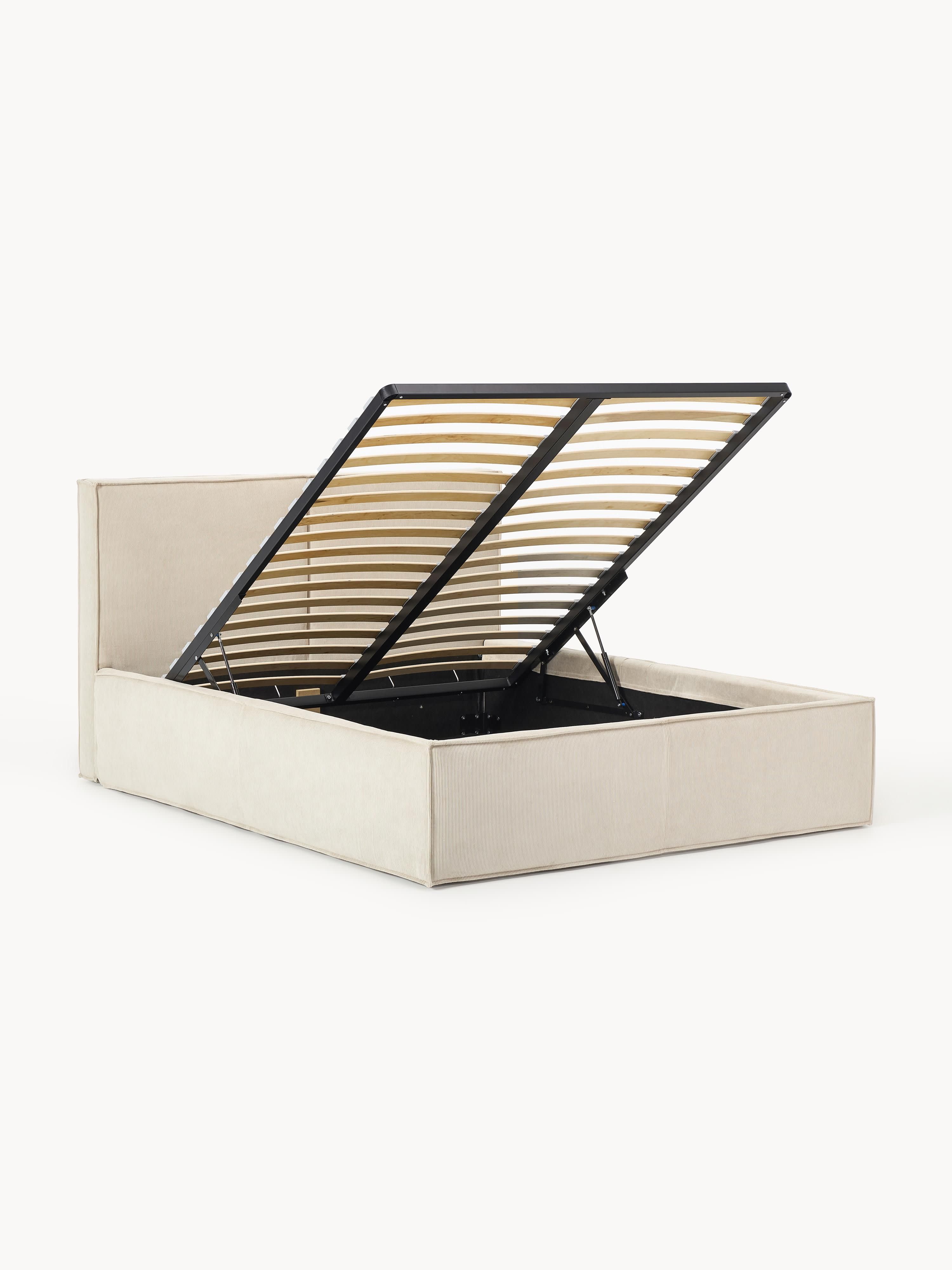 Dream Upholstered Corduroy Bed with Storage Space