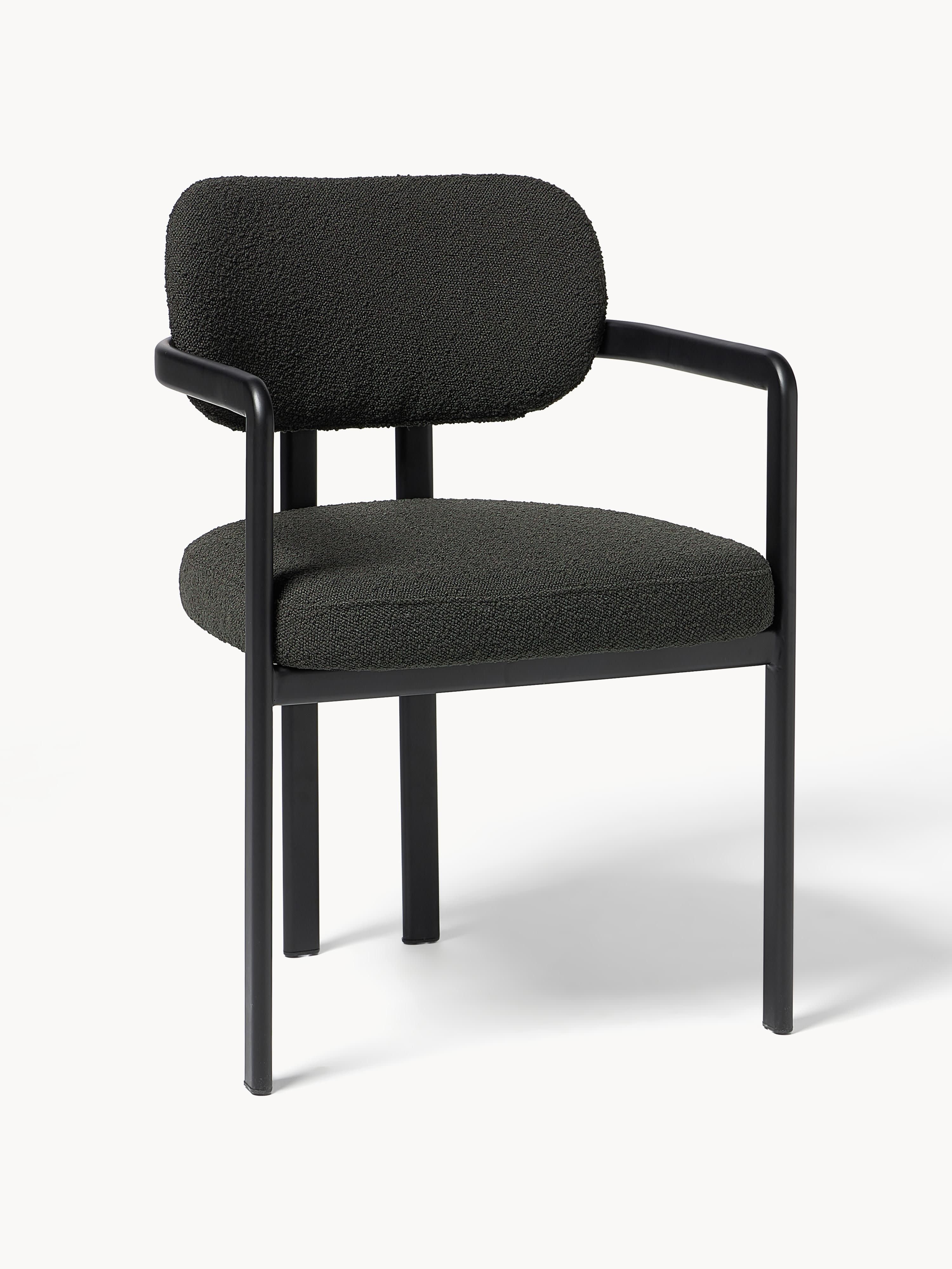 Gallery image 1 - Upholstered Bouclé Dining Chair Adrien with Armrests